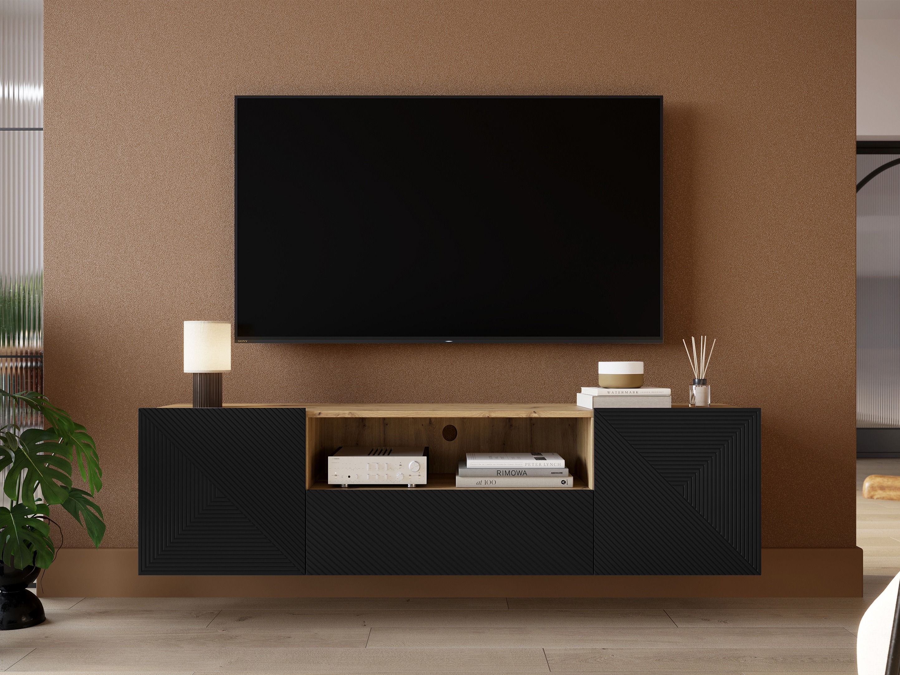 TV galds Dortivi 101 (Artisan ozols + Matēts melns)