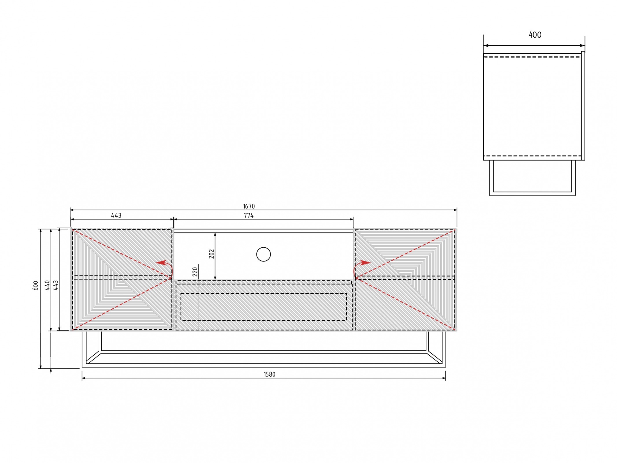 TV galds Dortivi 102 (Artisan ozols + Matēts pelēks)