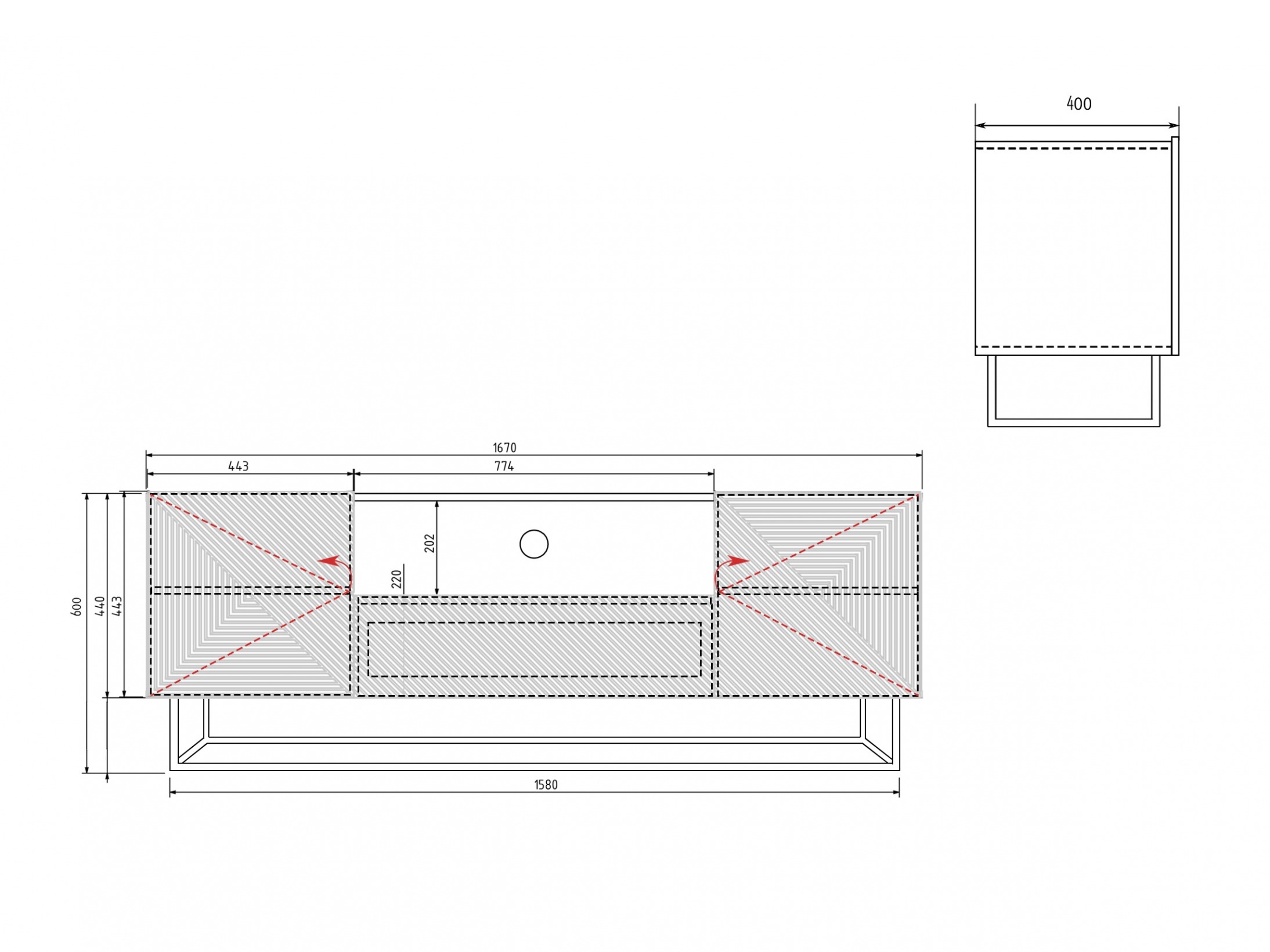 TV galds Dortivi 102 (Kašmirs + Melns)