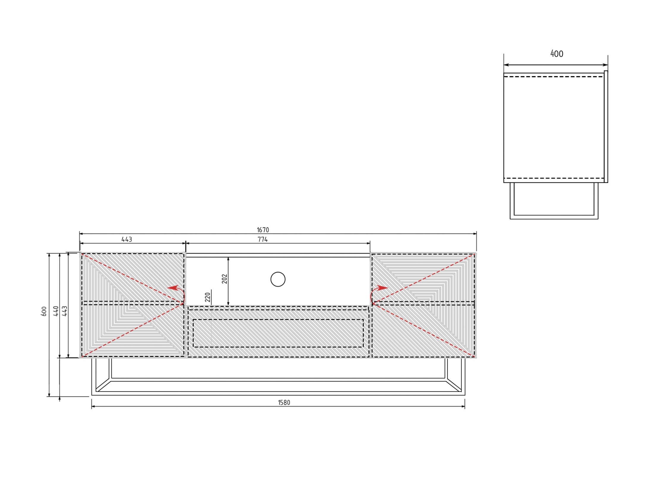 TV galds Dortivi 102 (Matēts balts)