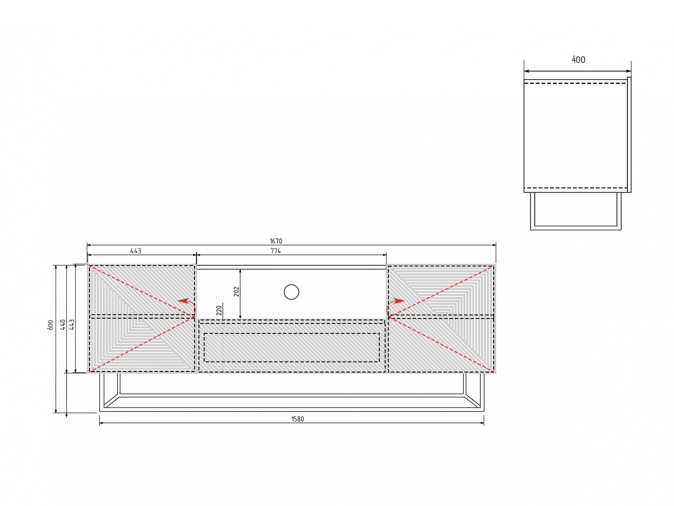 TV galds Dortivi 102 (Matēts melns)