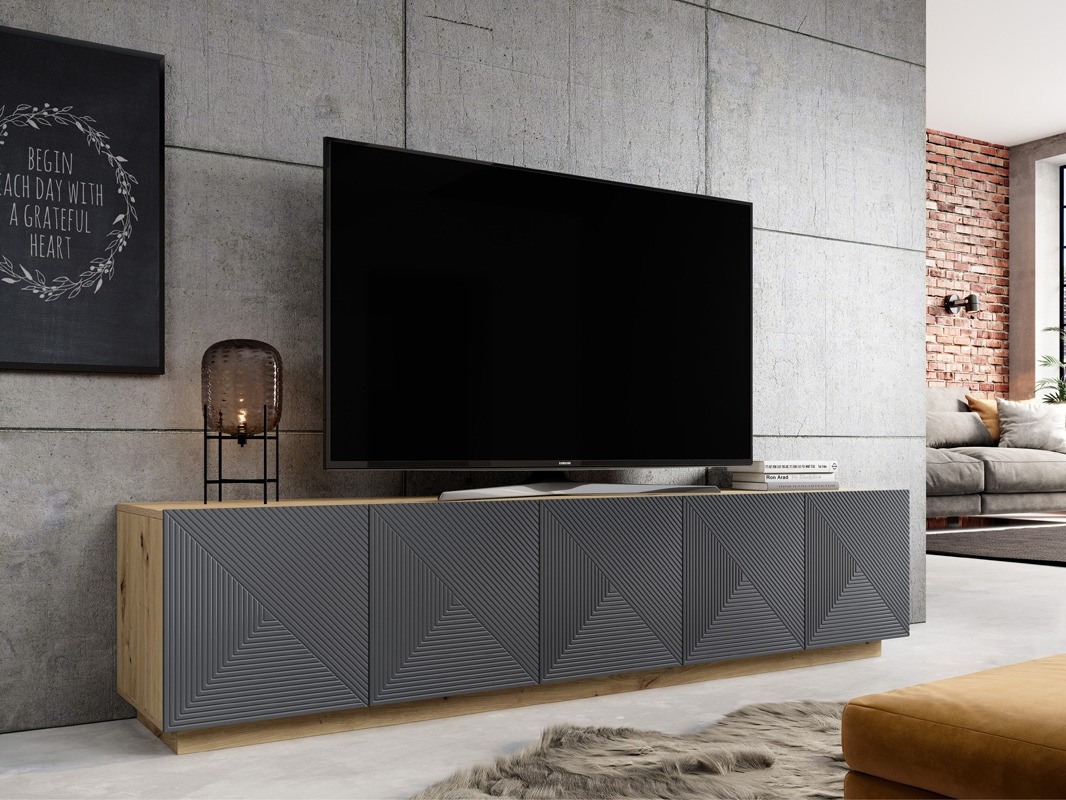 TV galds Dortivi 103 (Artisan ozols + Matēts pelēks)