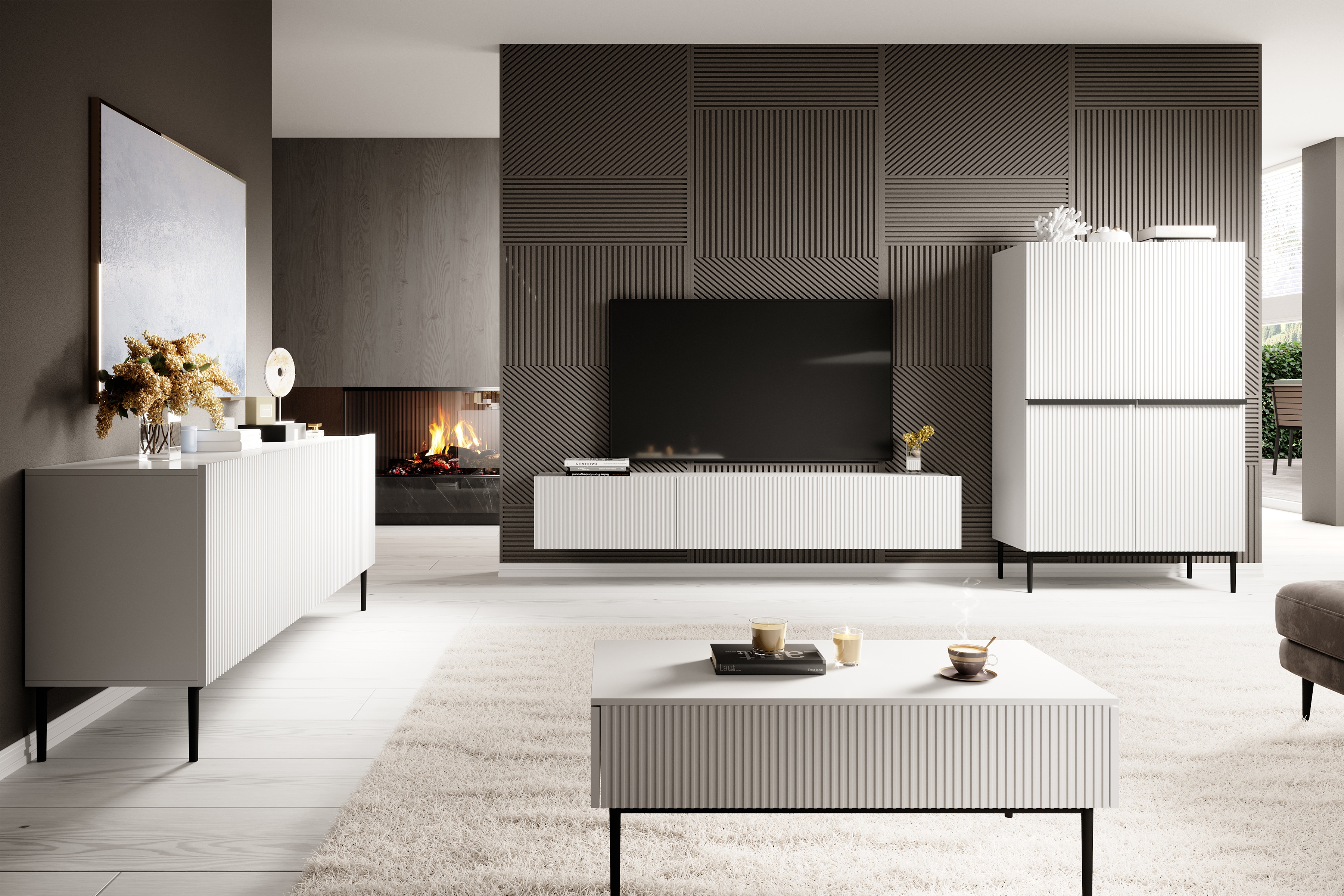 TV galds Melfelu 104 (Balts)