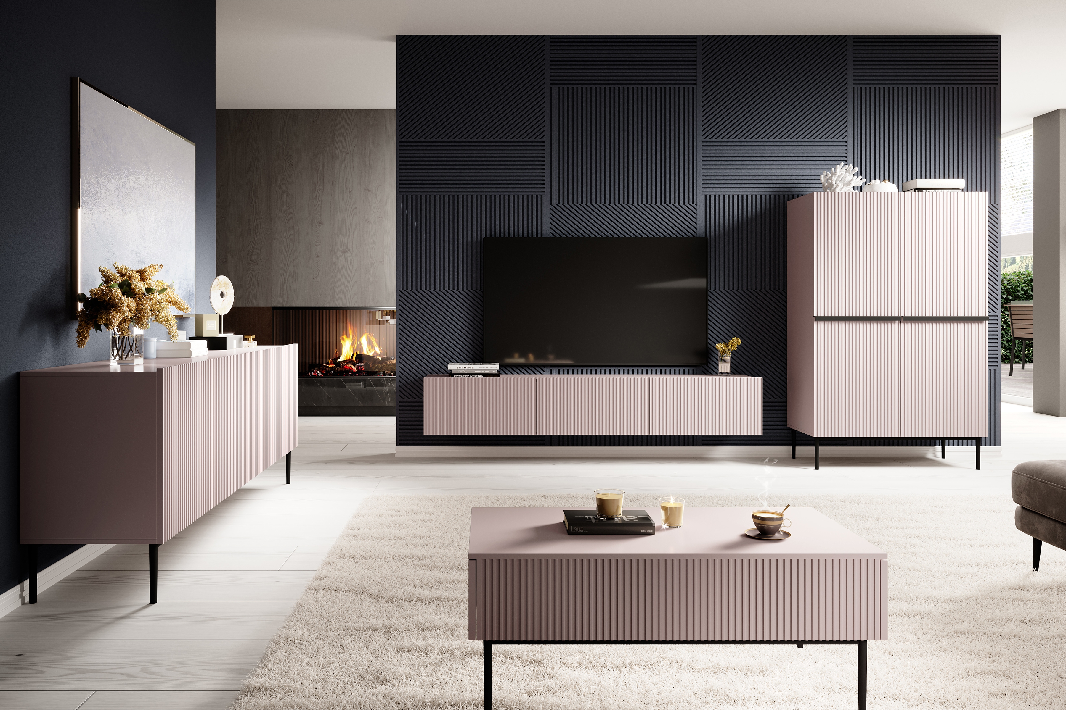 ТВ тумба Melfelu 104 (Розовый)