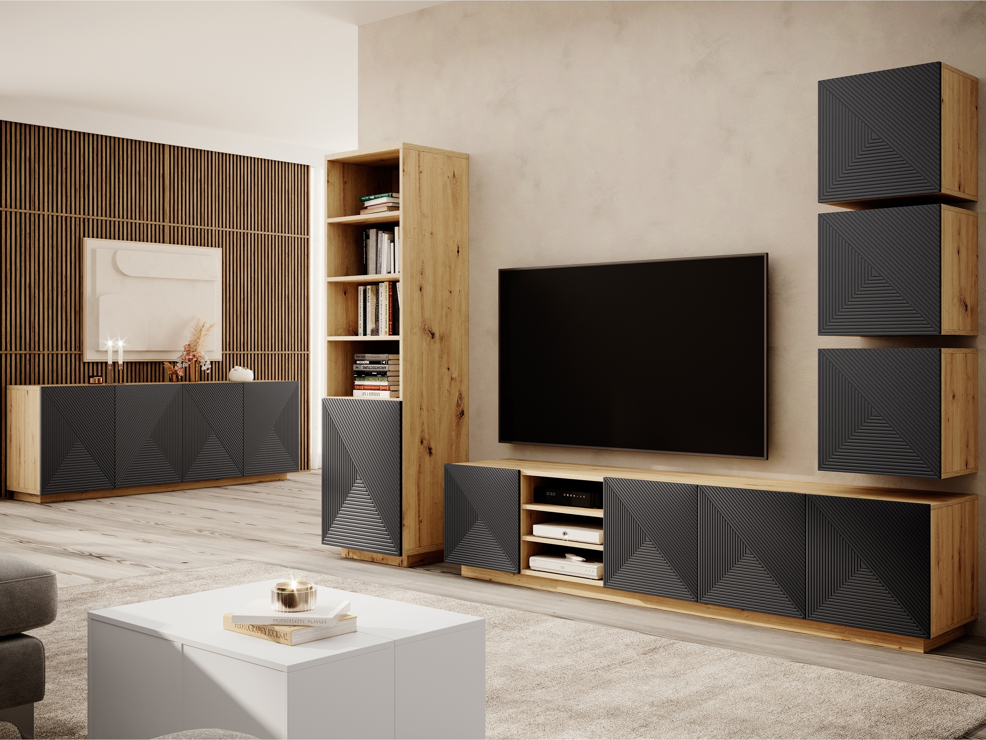 Настенные шкафы Dortivi 109 (Artisan дуб + Матовый серый)