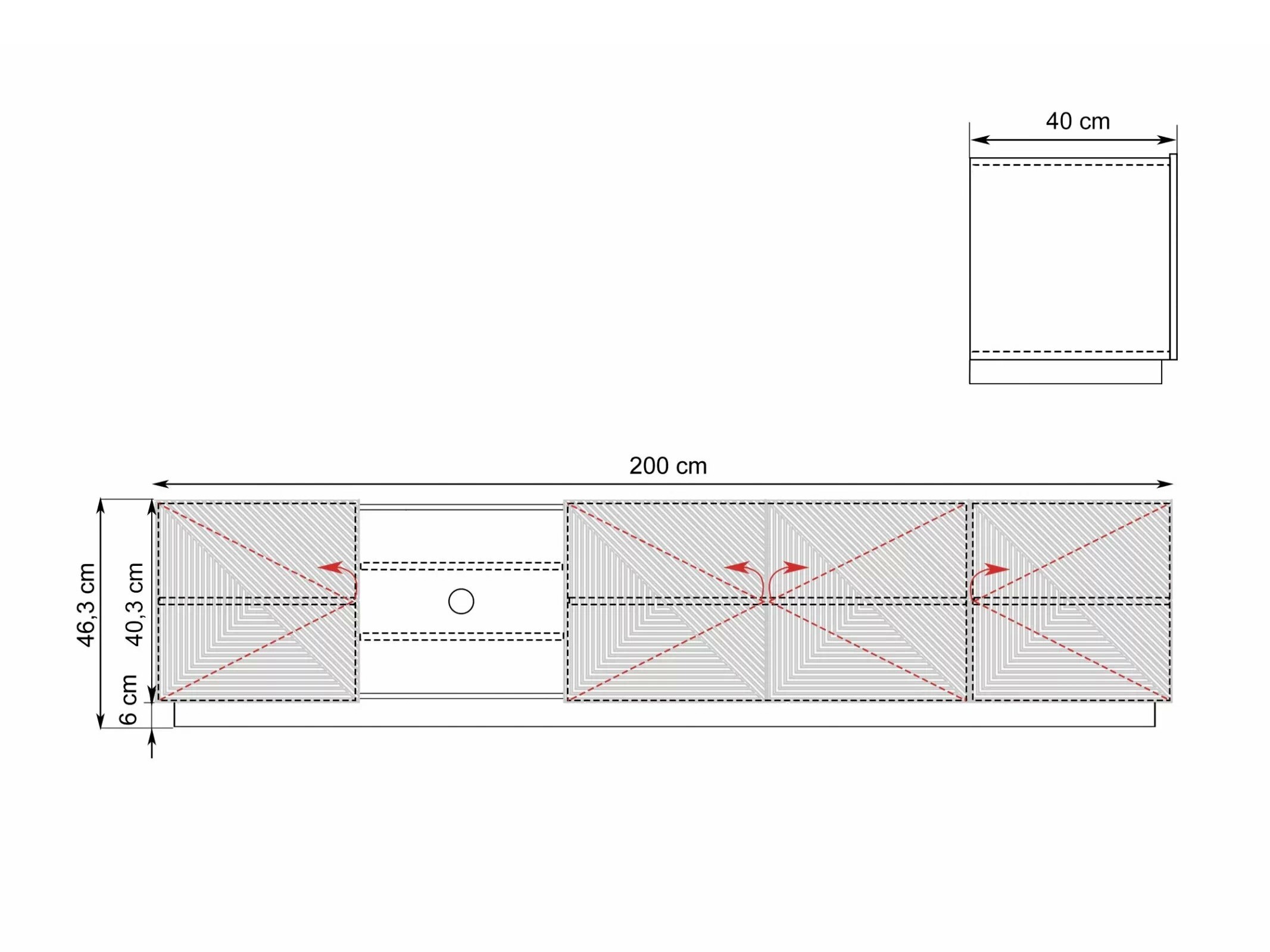 TV galds Dortivi 104 (Artisan ozols + Matēts pelēks)