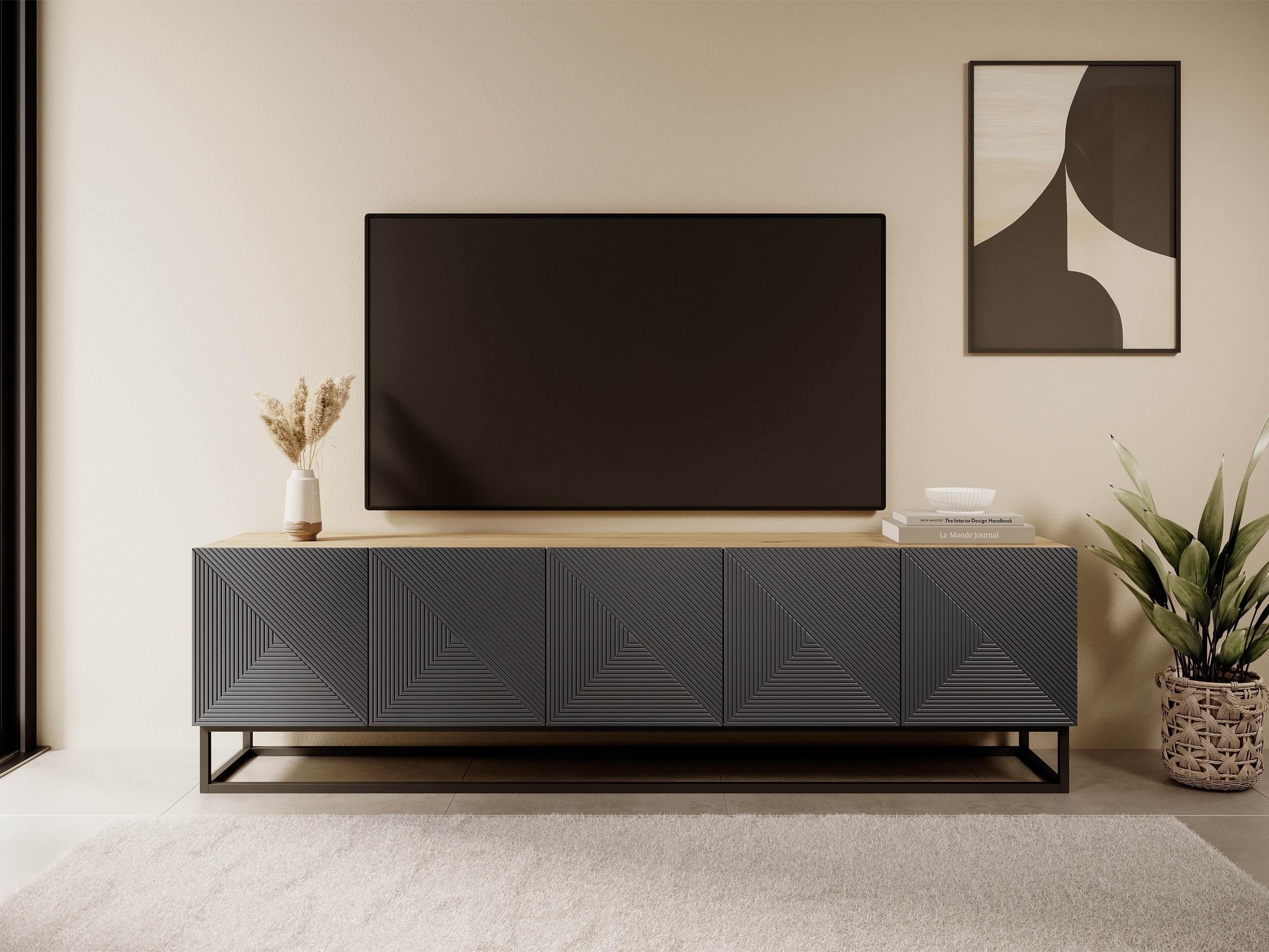 TV galds Dortivi 105 (Artisan ozols + Matēts pelēks)