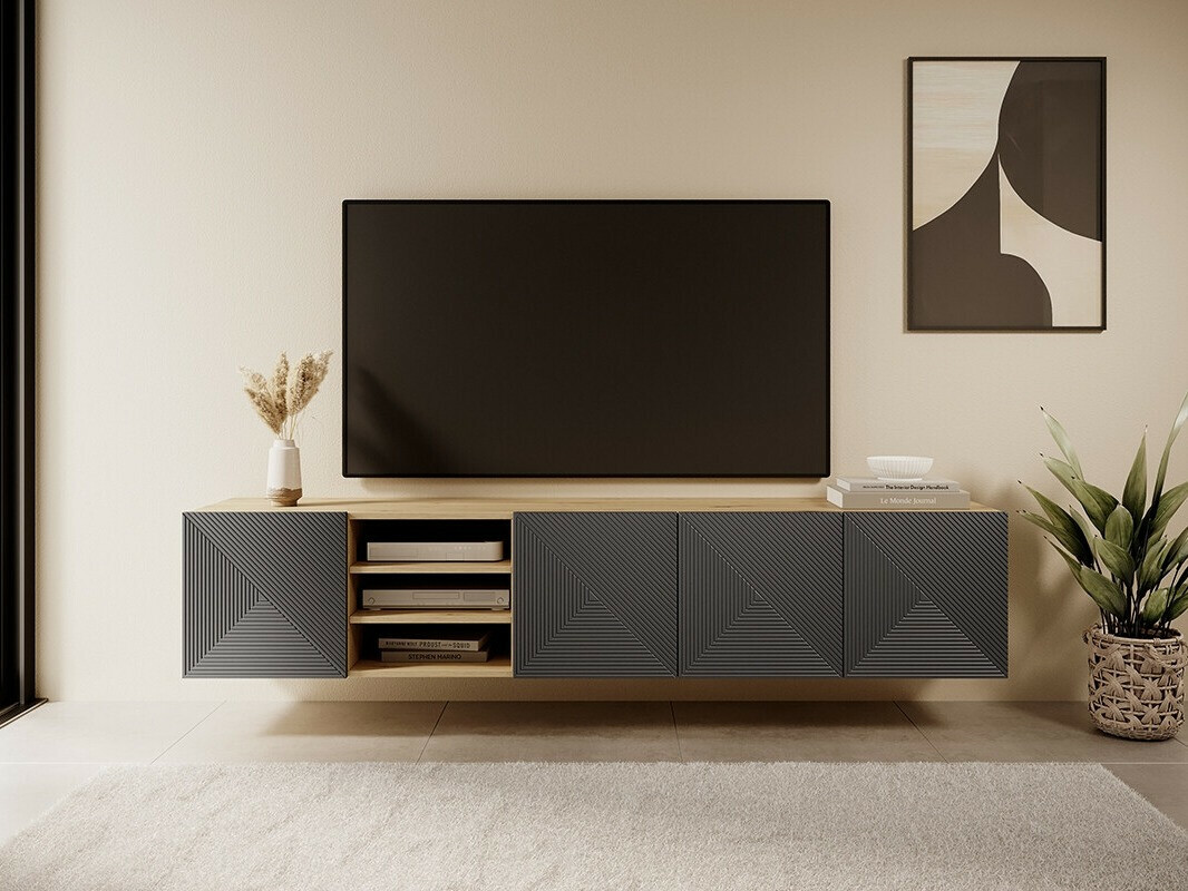 TV galds Dortivi 108 (Artisan ozols + Matēts pelēks)