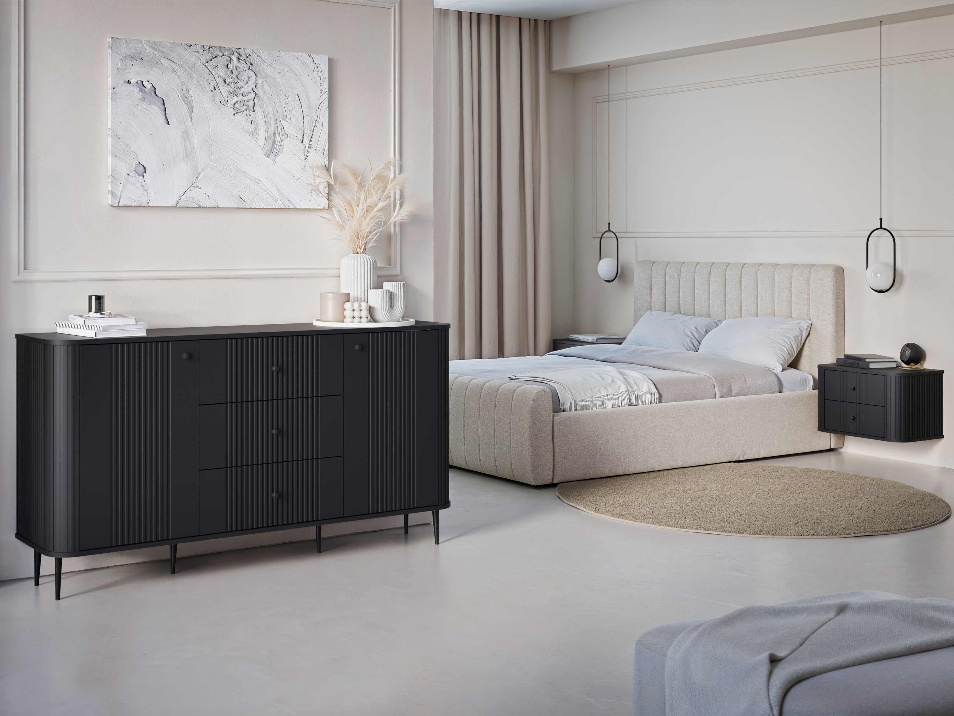 Комплект прикроватных тумбочек Revtoru 107 (Чёрный)