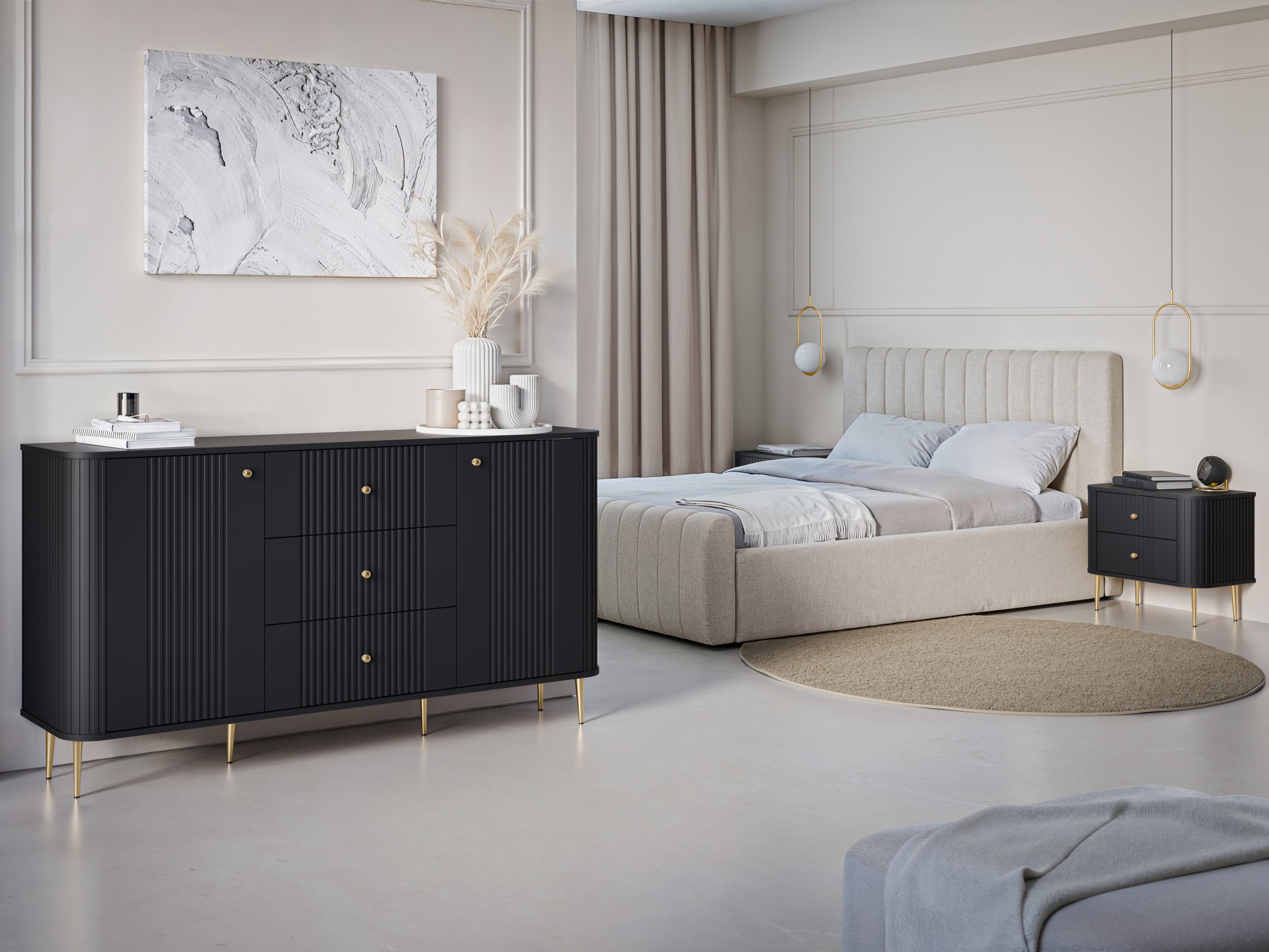 Naktsgaldiņu komplekts Revtoru 106 (Melns)