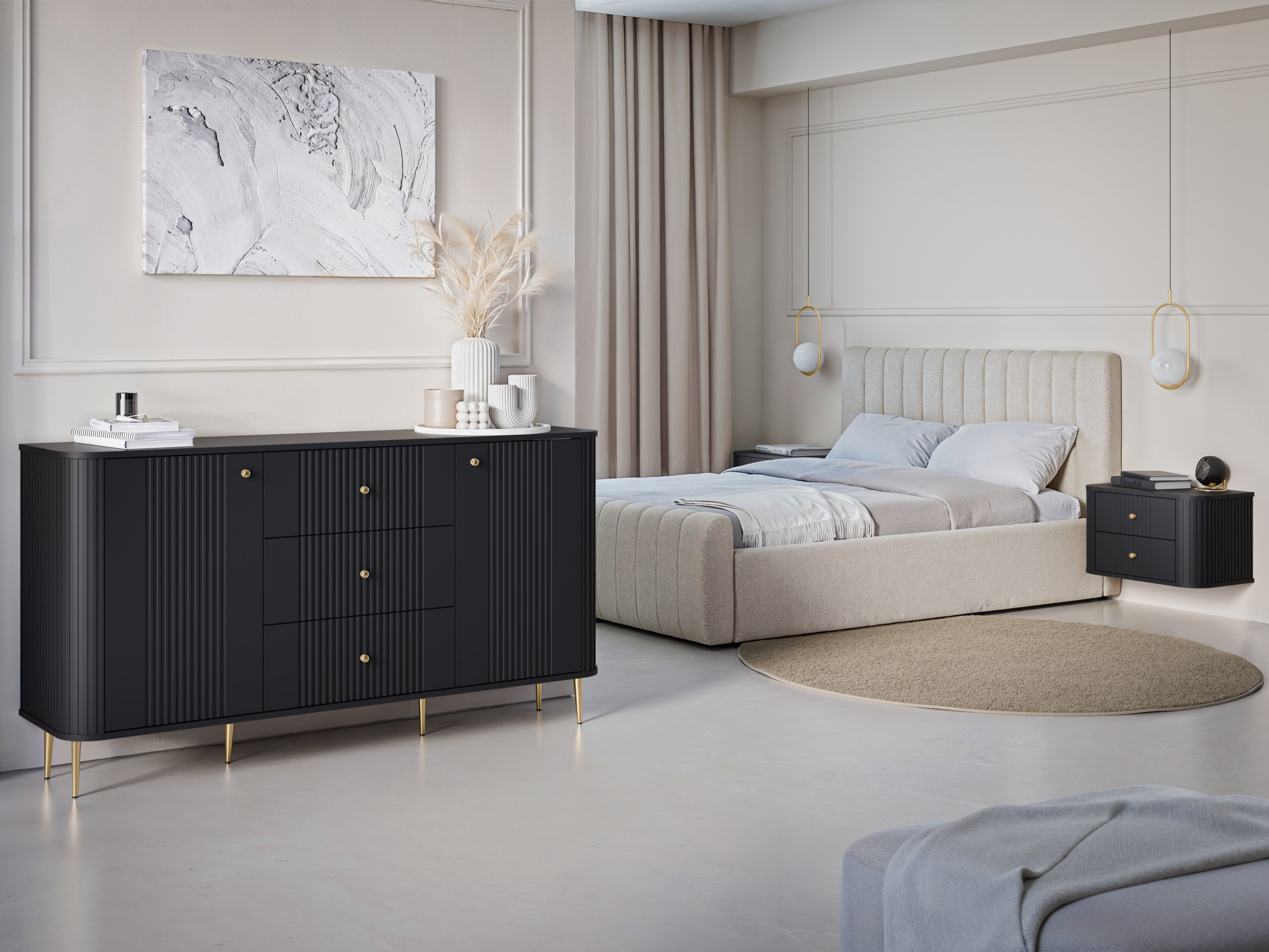 Naktsgaldiņu komplekts Revtoru 107 (Melns)