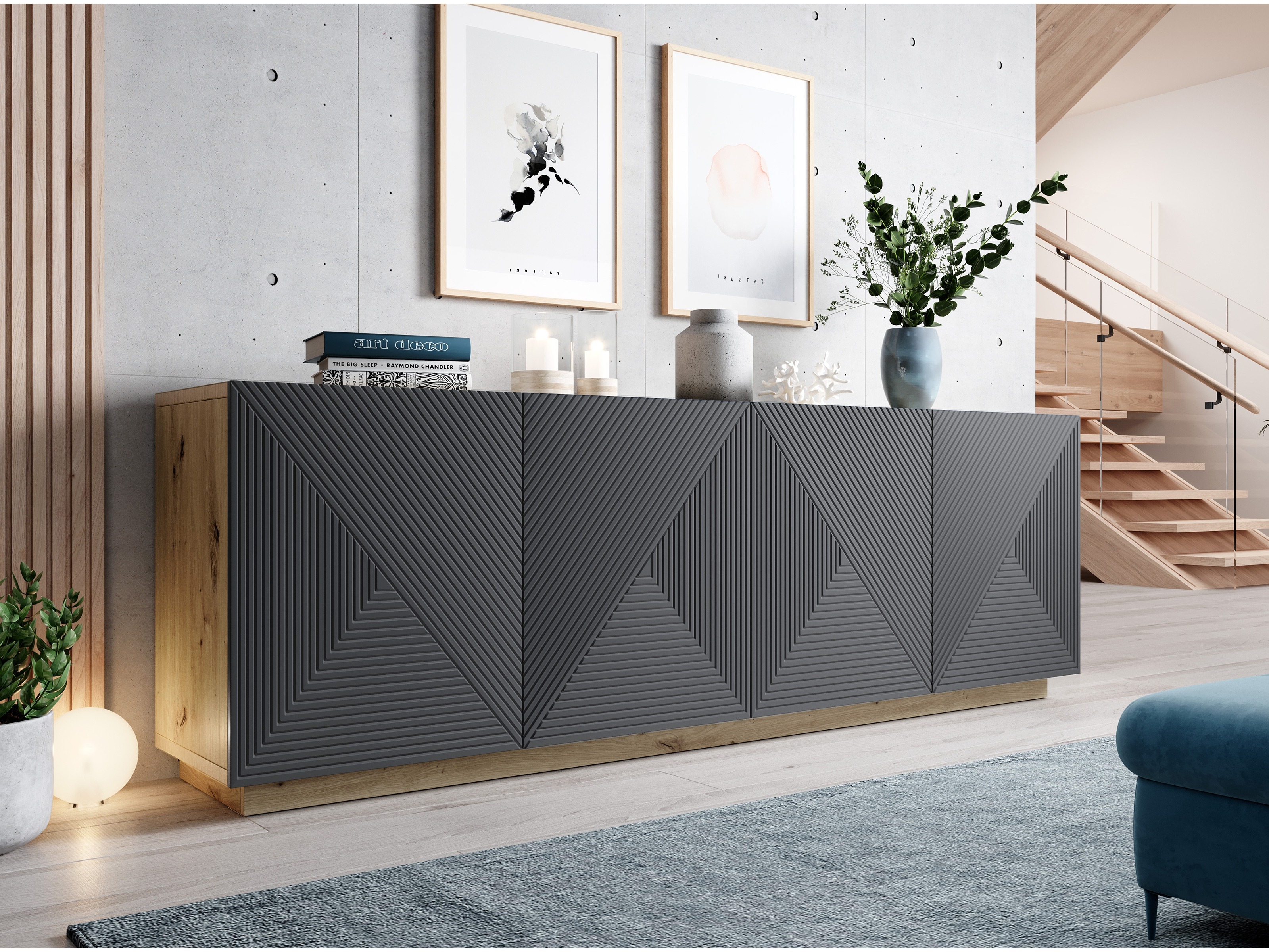 Шкафчик Dortivi 110 (Artisan дуб + Матовый серый)