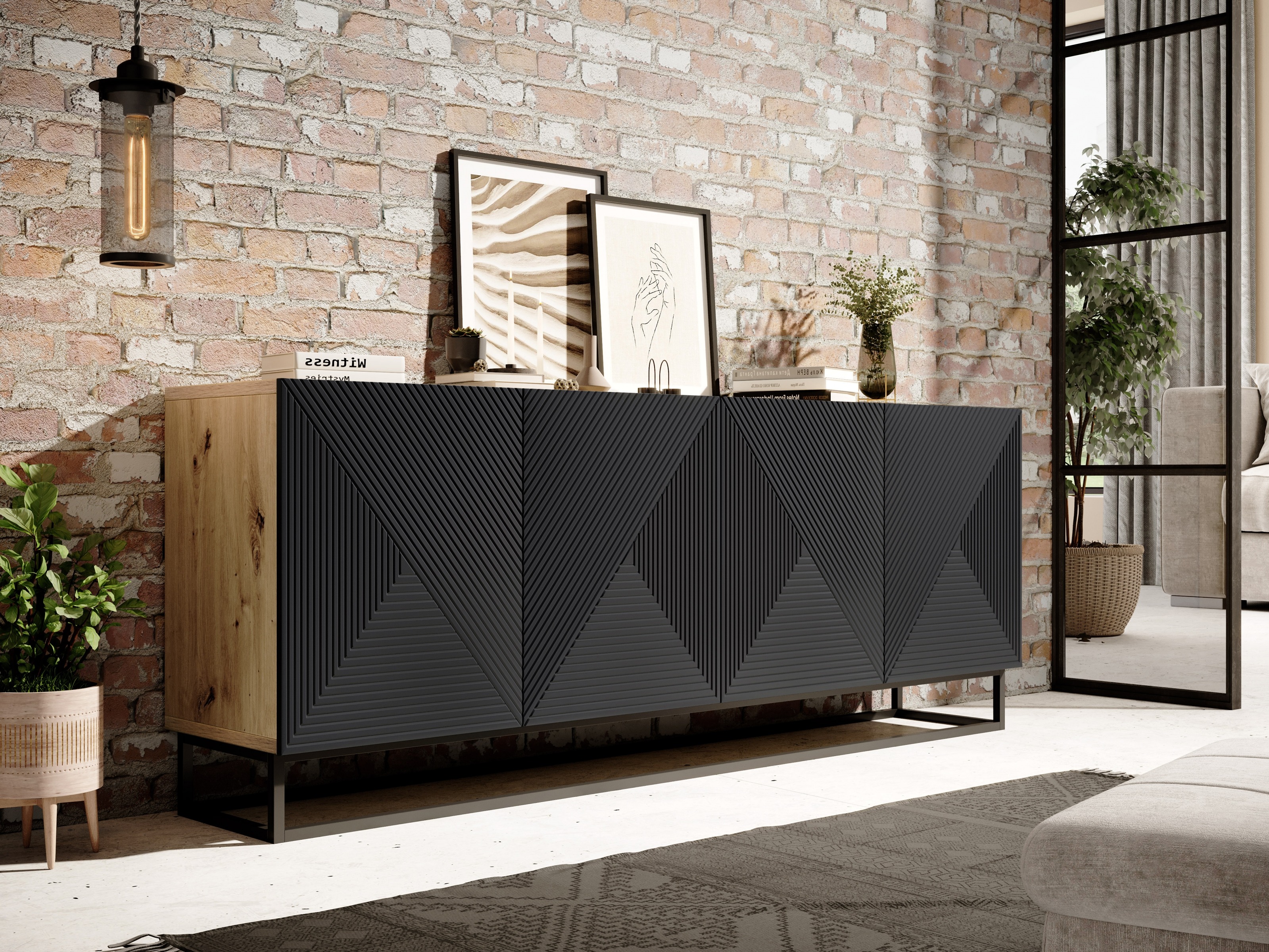 Skapis Dortivi 111 (Artisan ozols + Matēts melns)