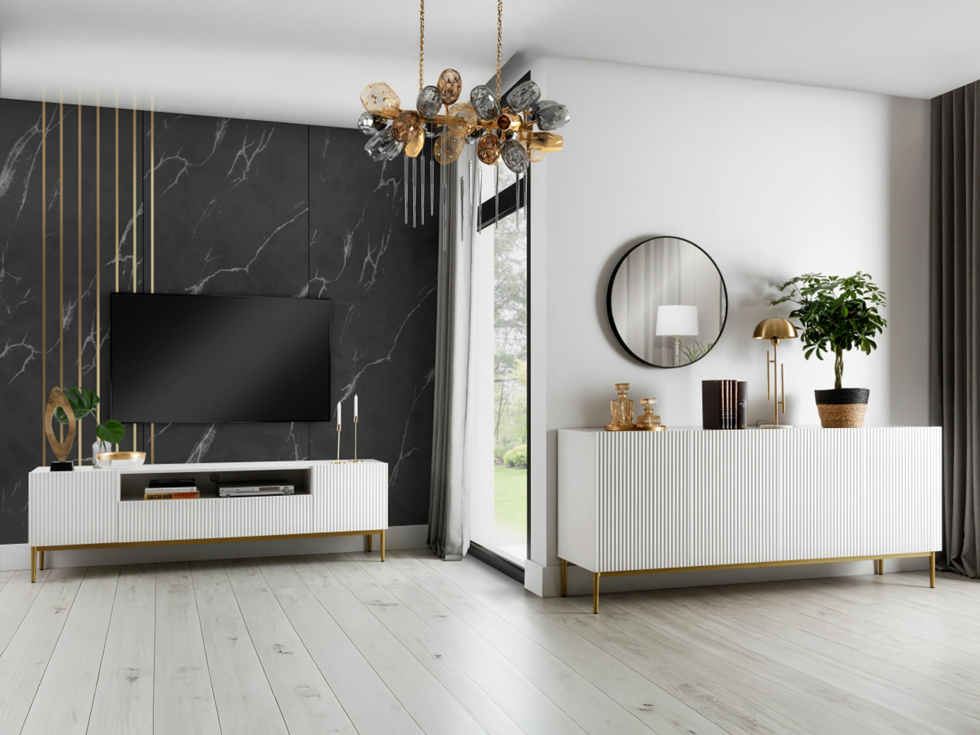 TV galds Melfelu 105 (Balts)