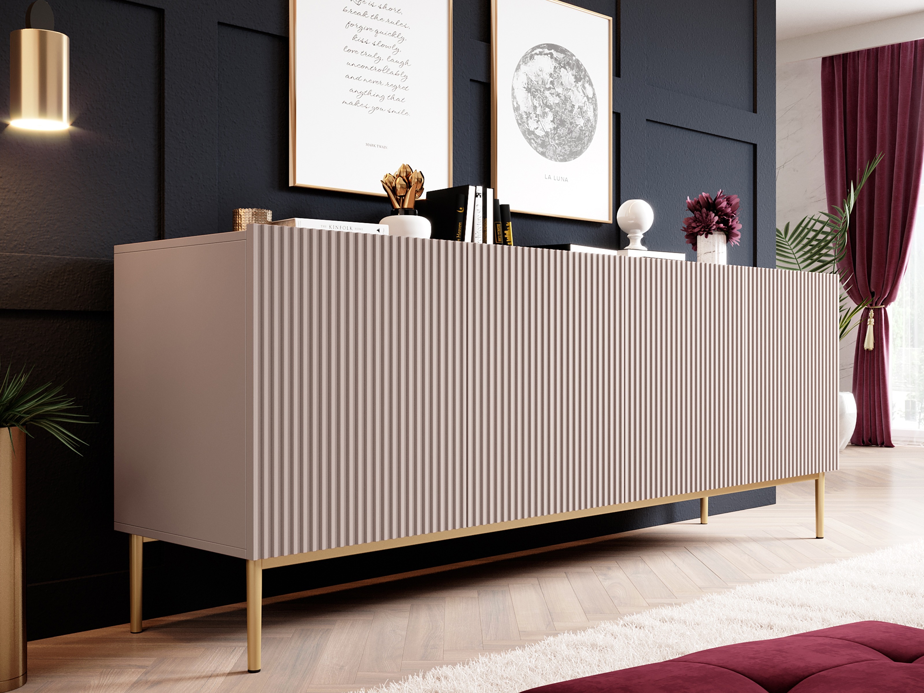 Skapis Melfelu 114 (Tumši rozā)