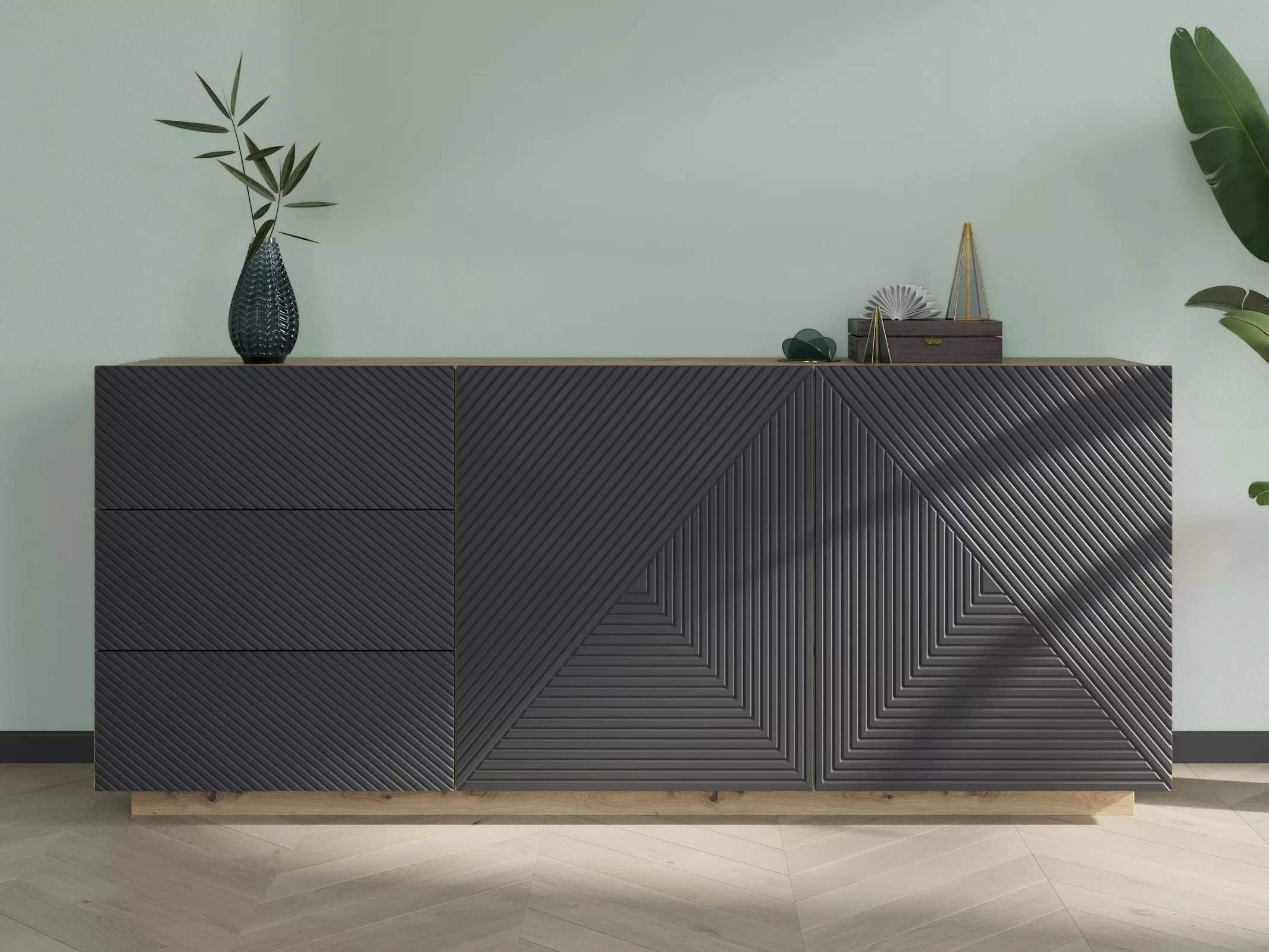 Kомод Dortivi 113 (Artisan дуб + Матовый серый)