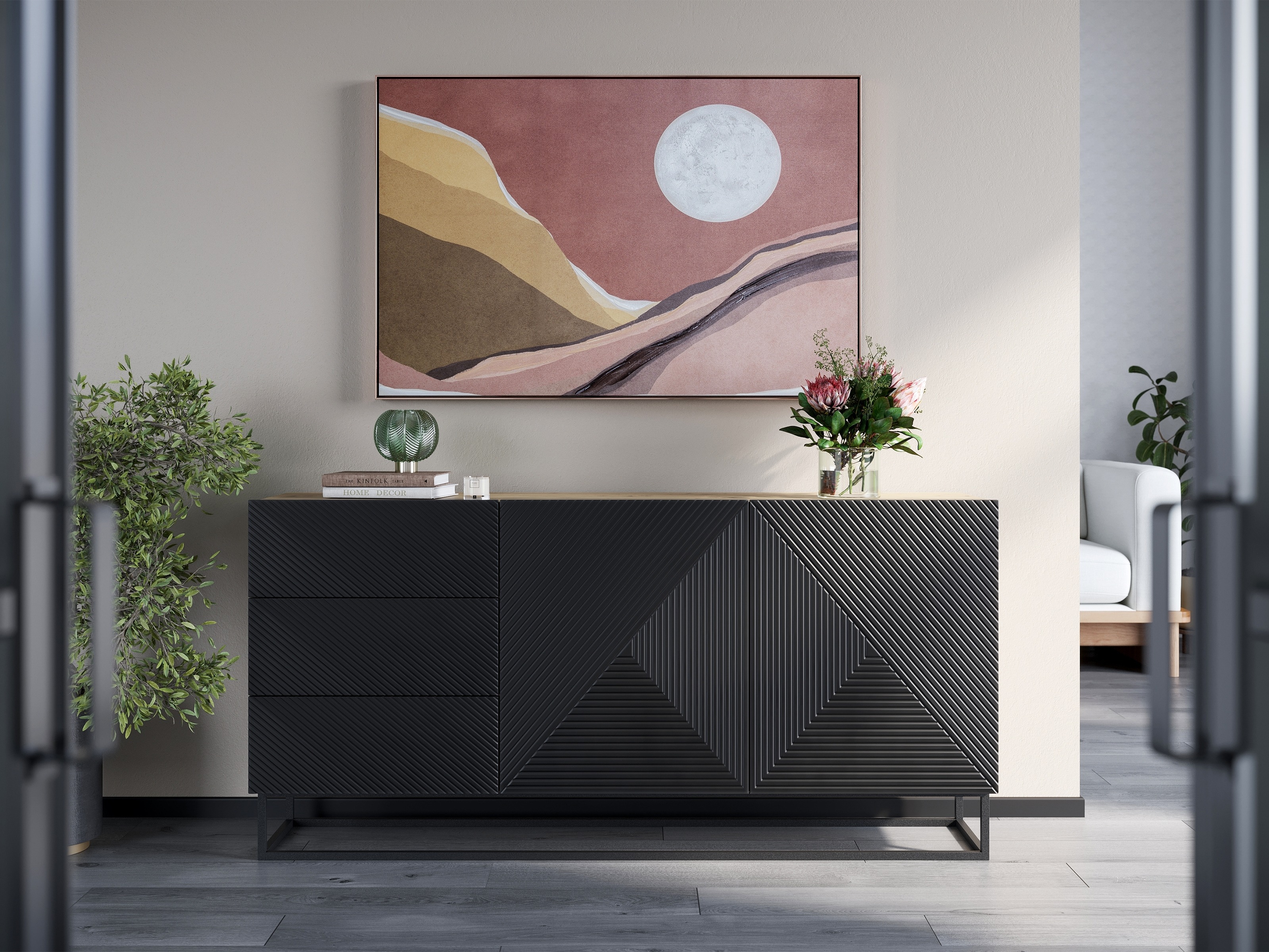 Kомод Dortivi 114 (Artisan дуб + Матовый черный)