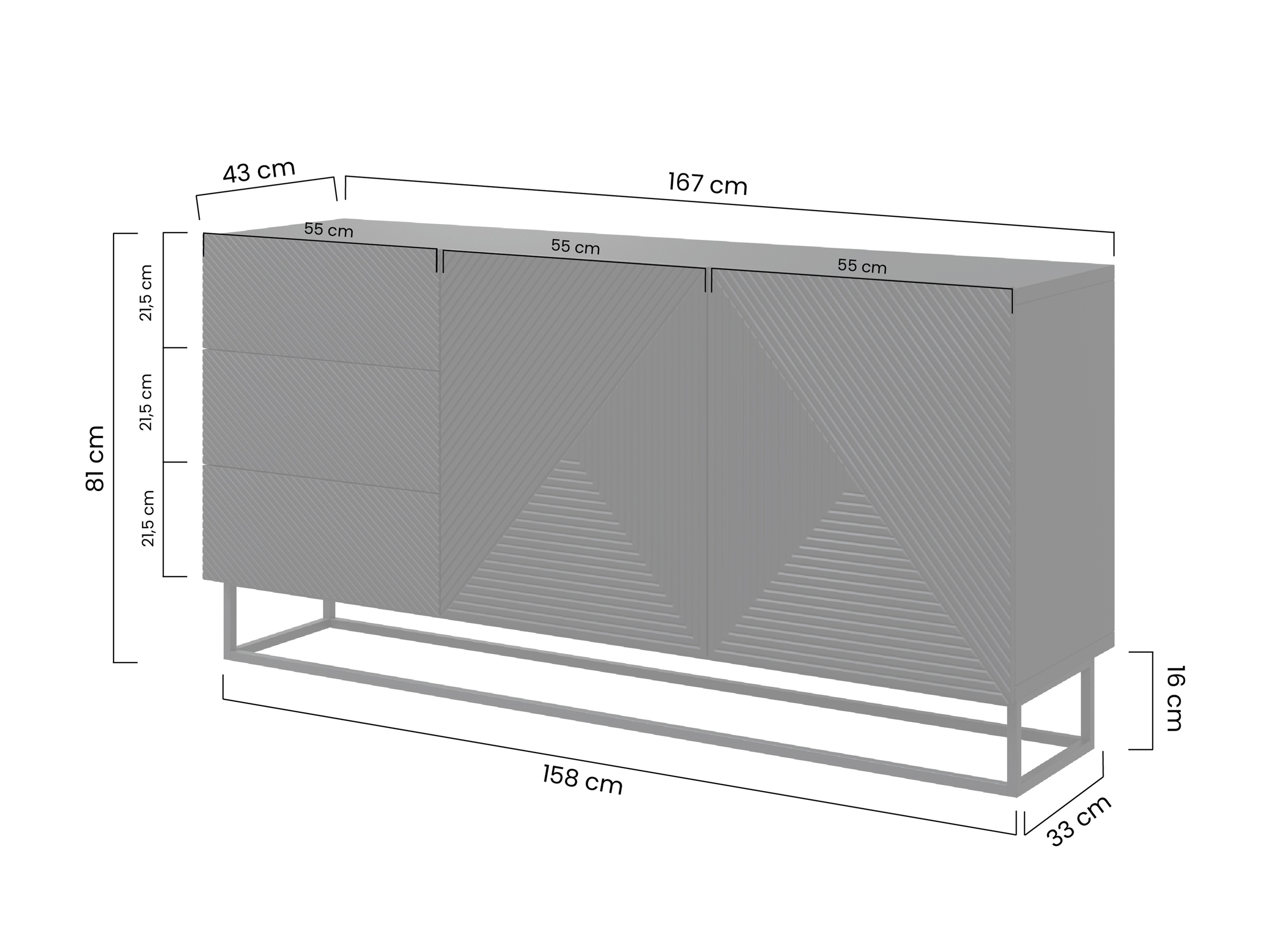 Kомод Dortivi 114 (Матовый черный)