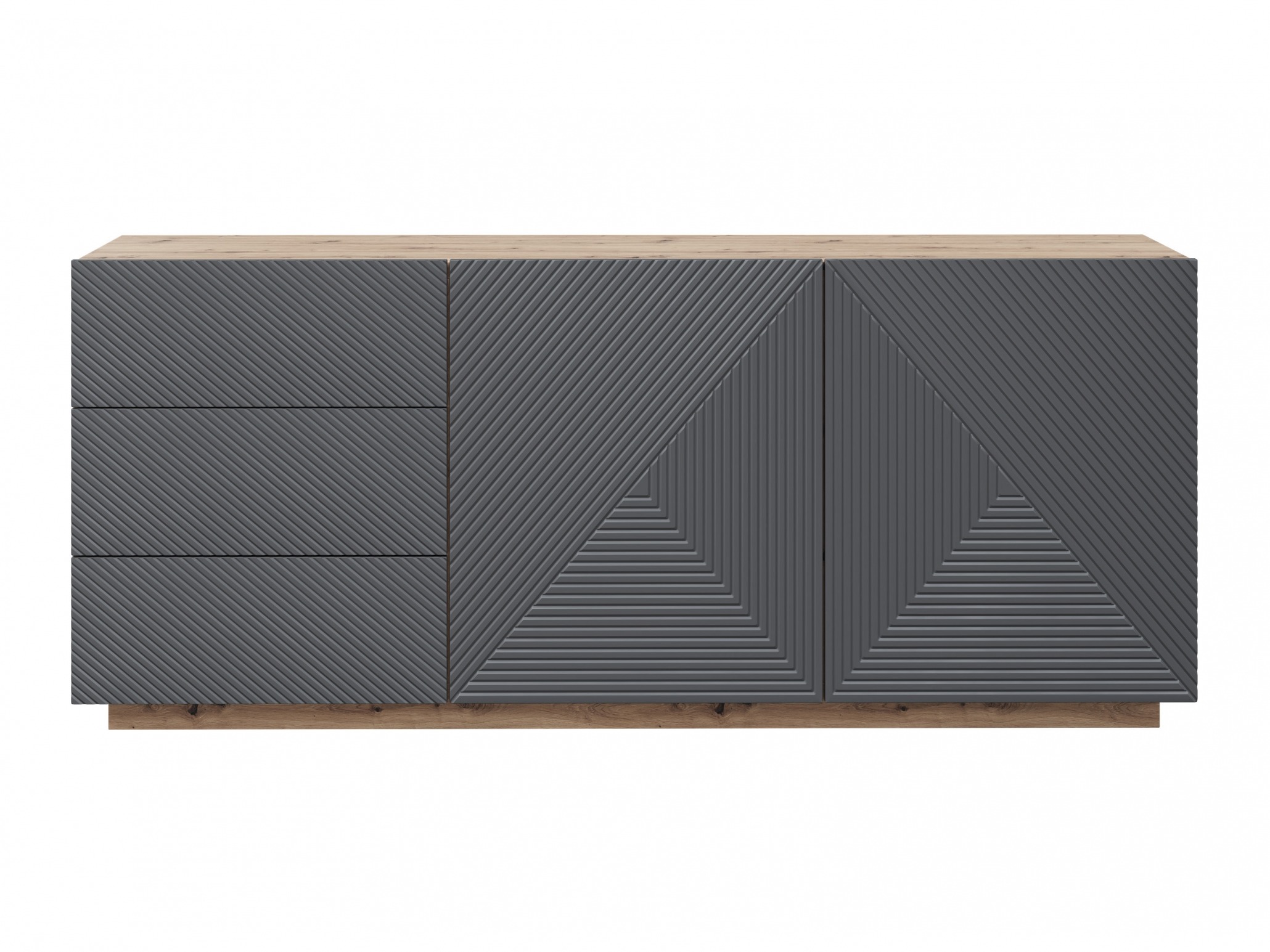 Kumode Dortivi 113 (Artisan ozols + Matēts pelēks)