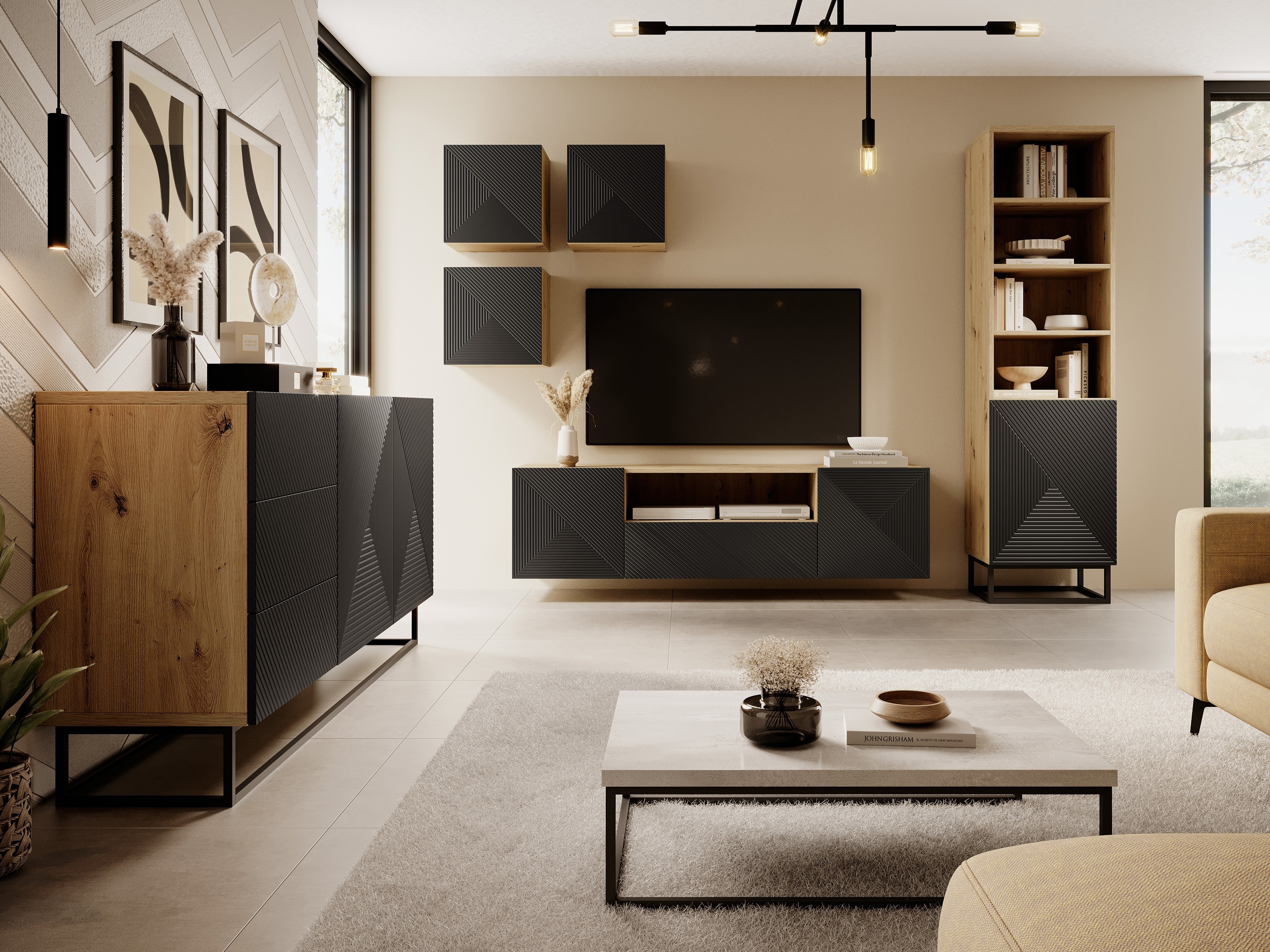 Kumode Dortivi 114 (Artisan ozols + Matēts melns)