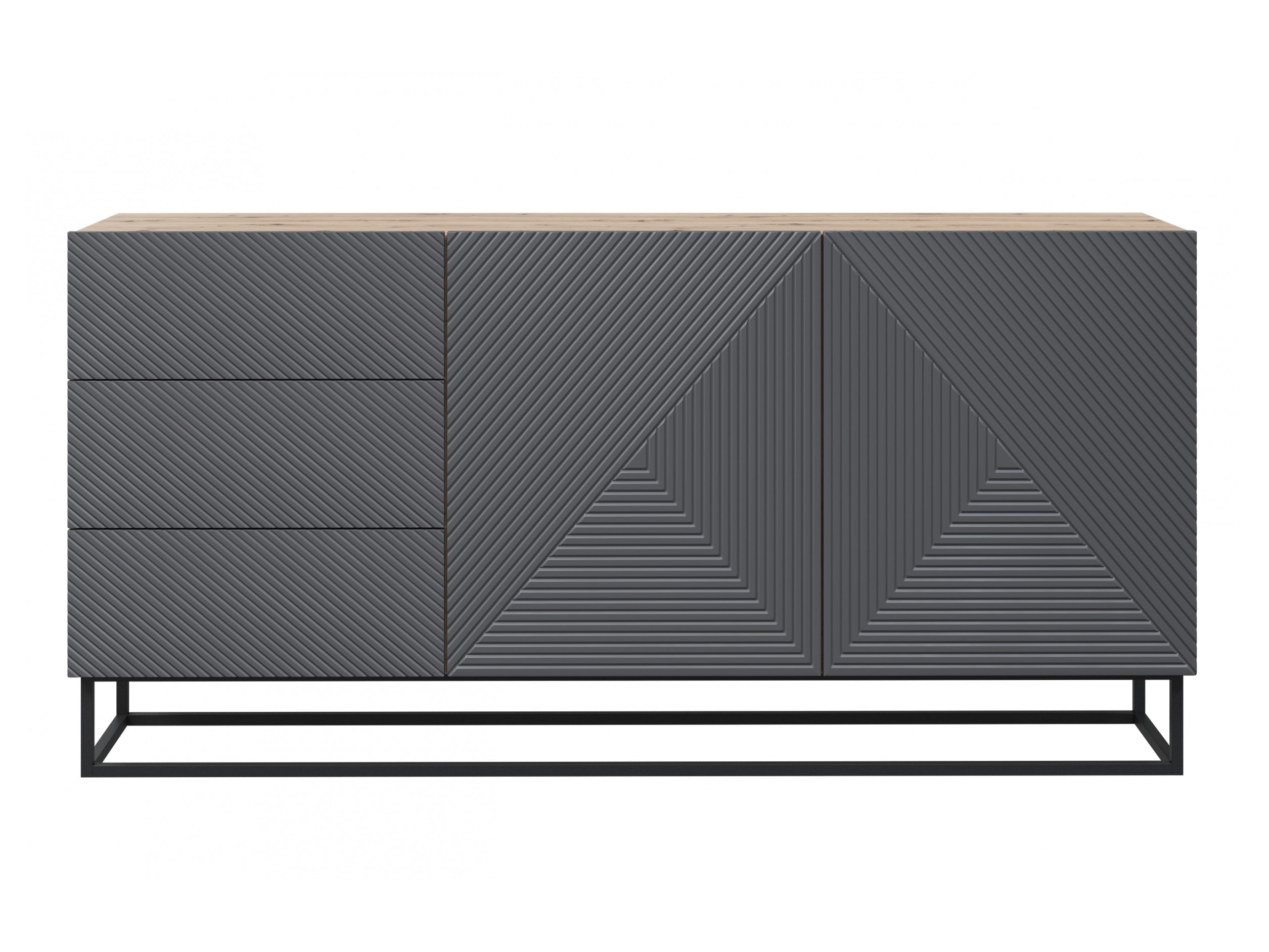 Kumode Dortivi 114 (Artisan ozols + Matēts pelēks)