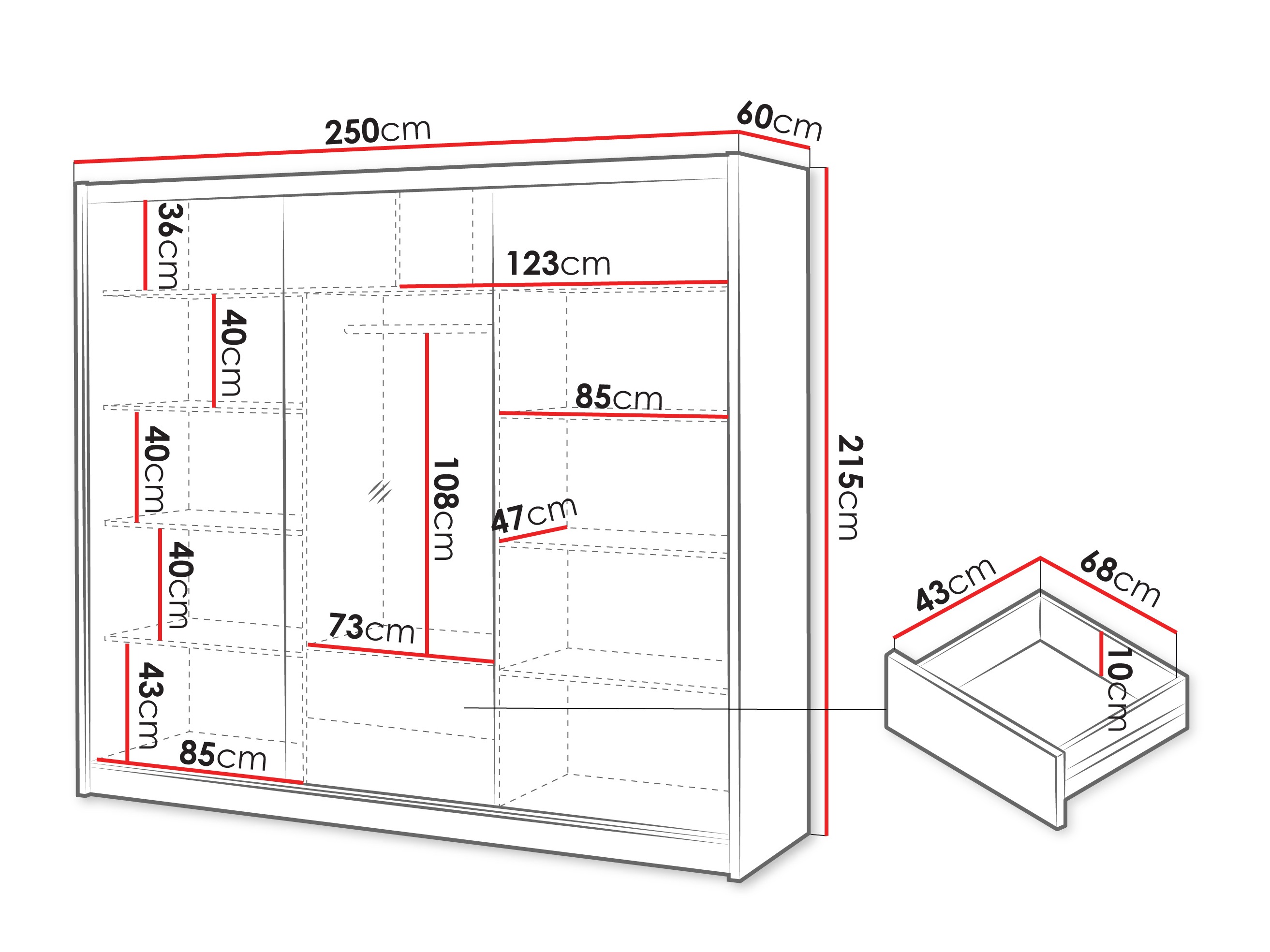 Skapis Honolulu 275 (Votan ozols + Balts)