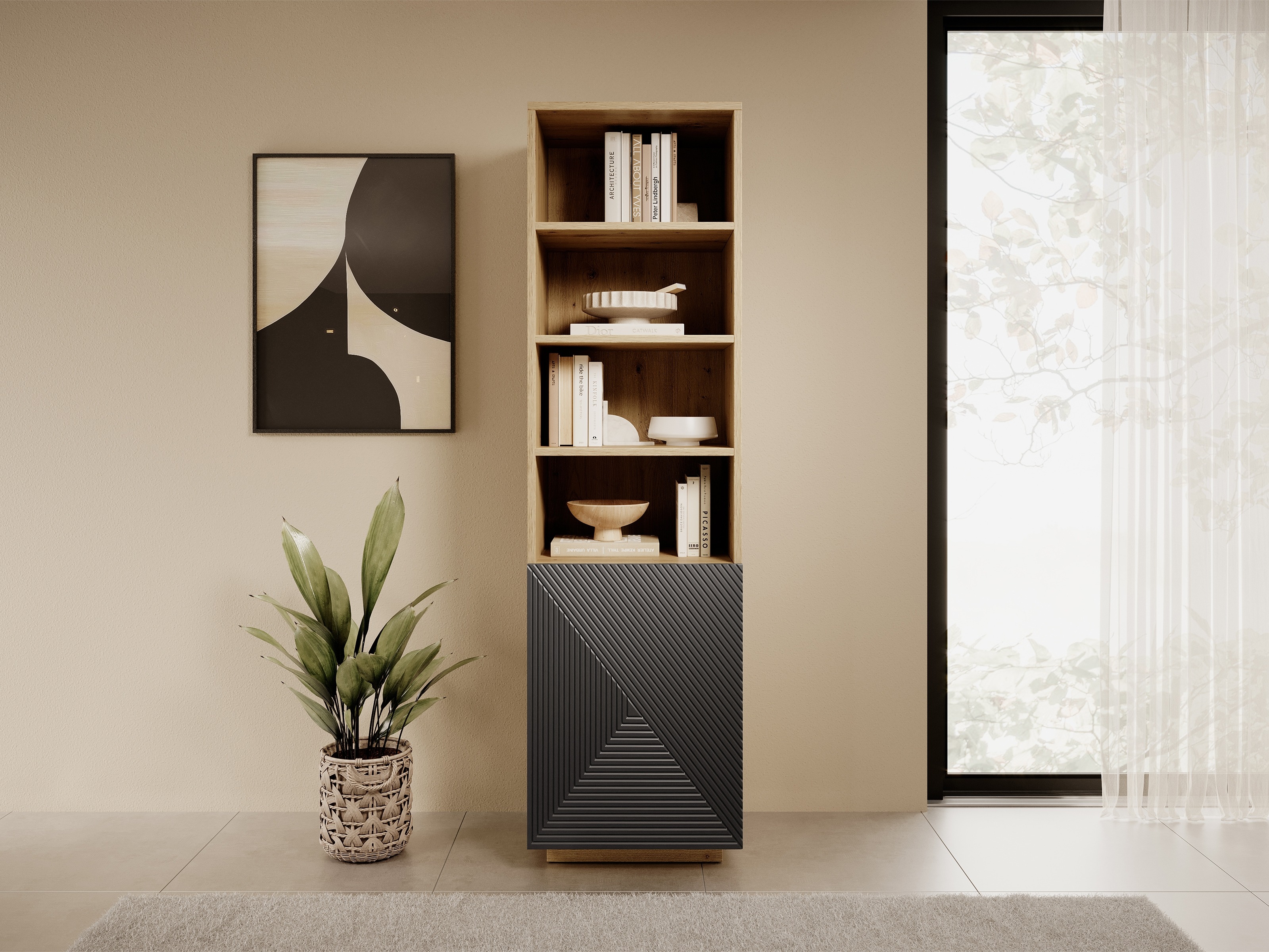 Plaukts Dortivi 115 (Artisan ozols + Matēts pelēks)