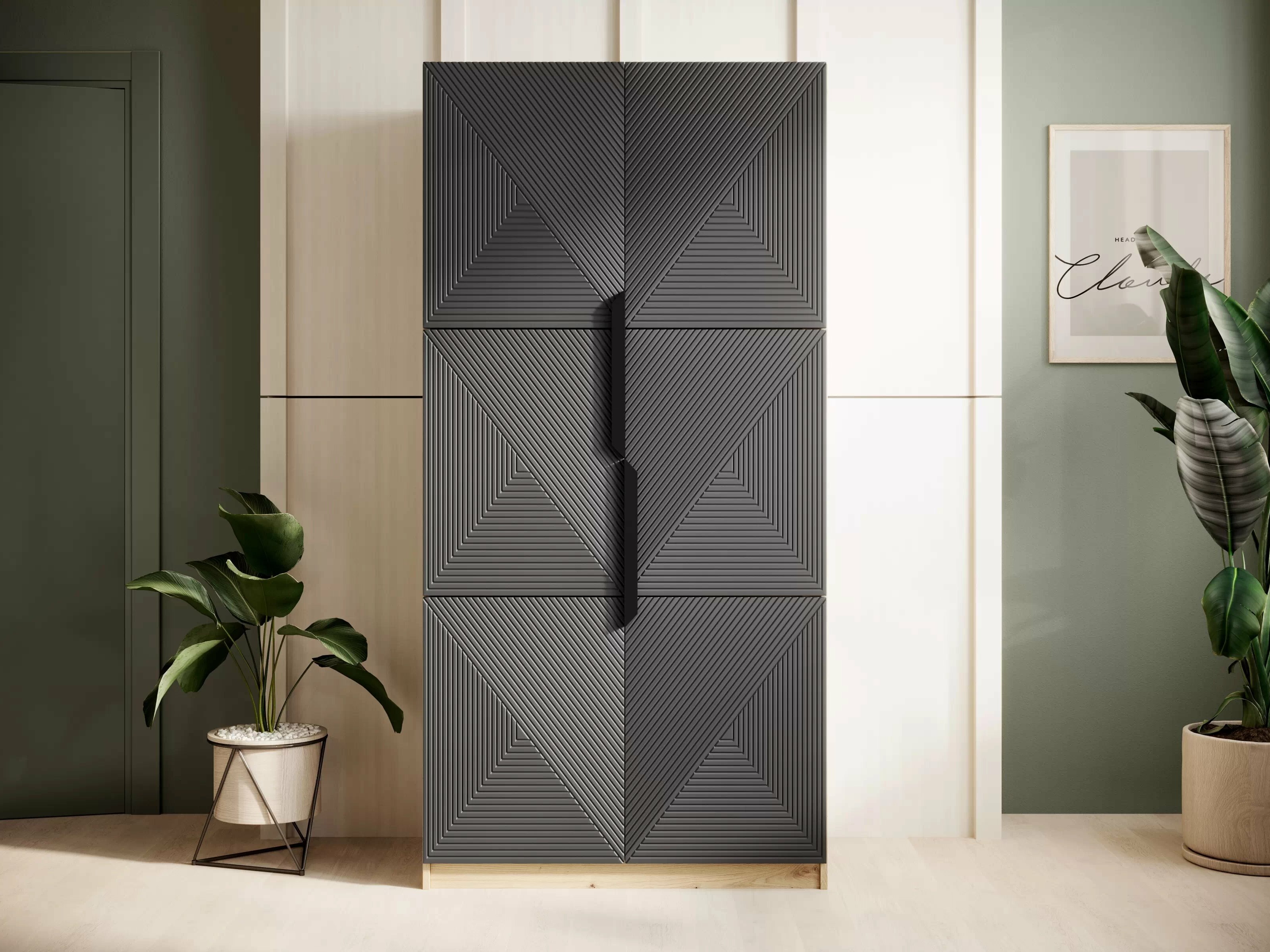 Skapis Dortivi 117 (Artisan ozols + Matēts pelēks)