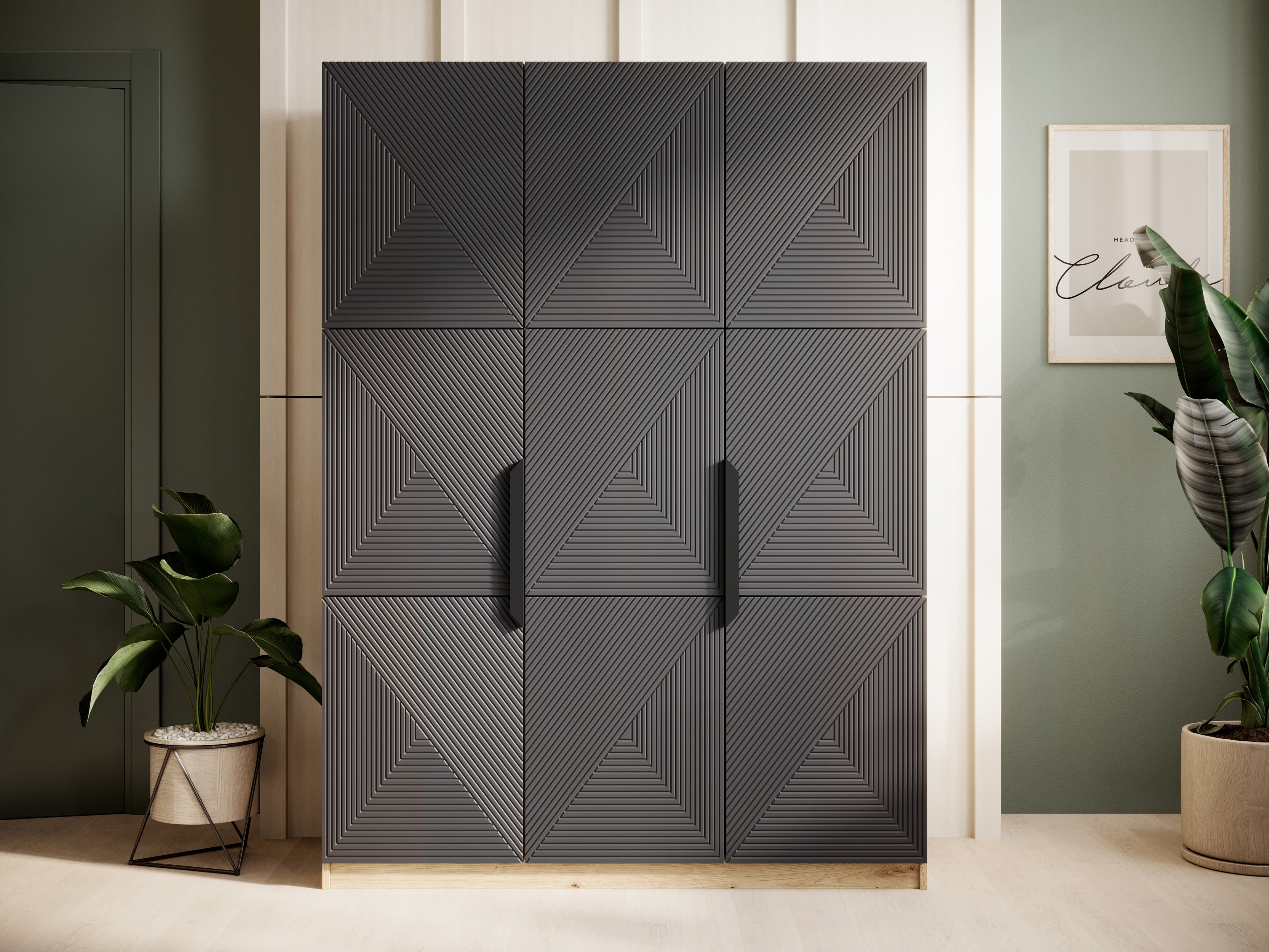 Skapis Dortivi 118 (Artisan ozols + Matēts pelēks)