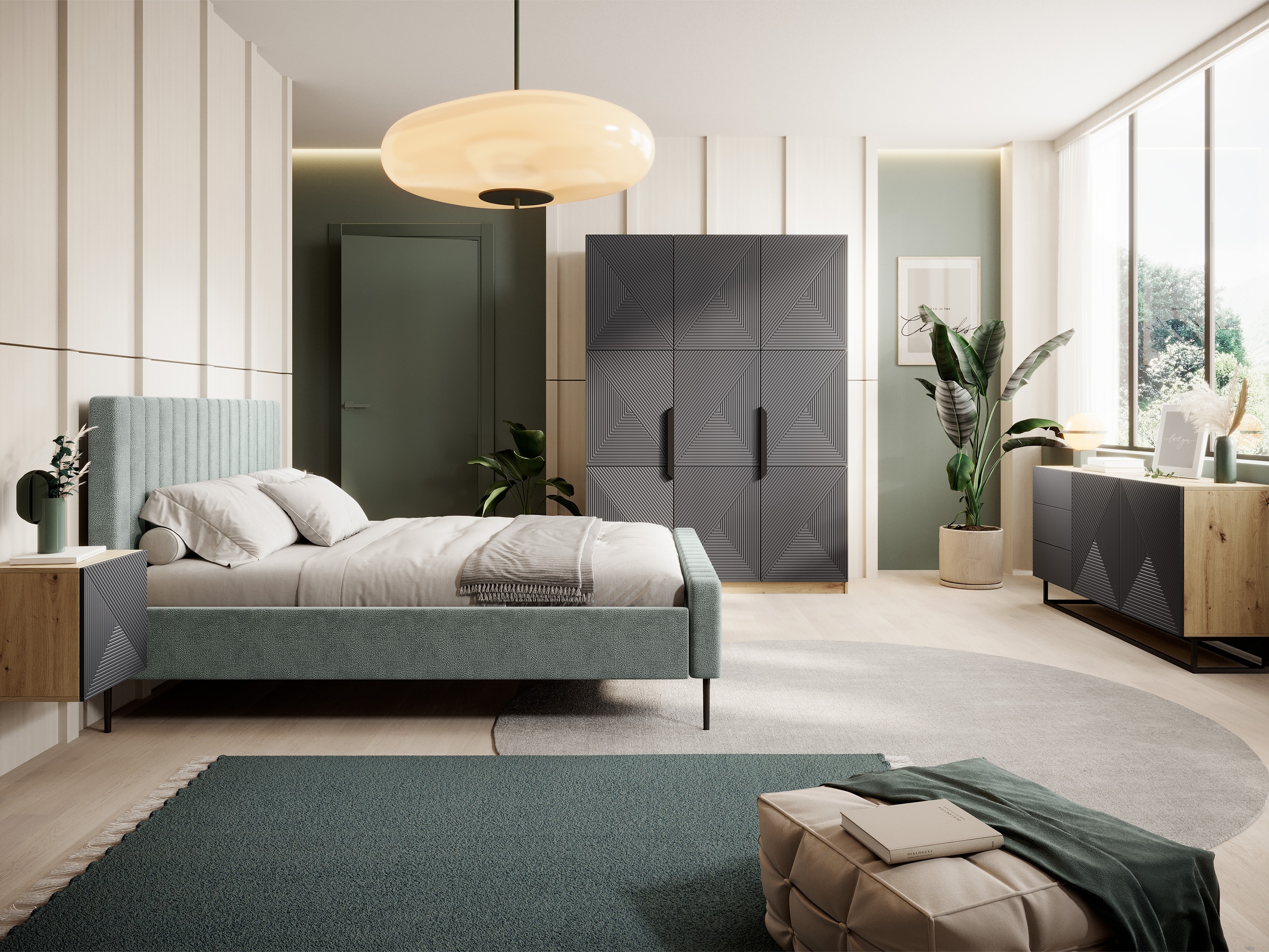 Skapis Dortivi 118 (Artisan ozols + Matēts pelēks)