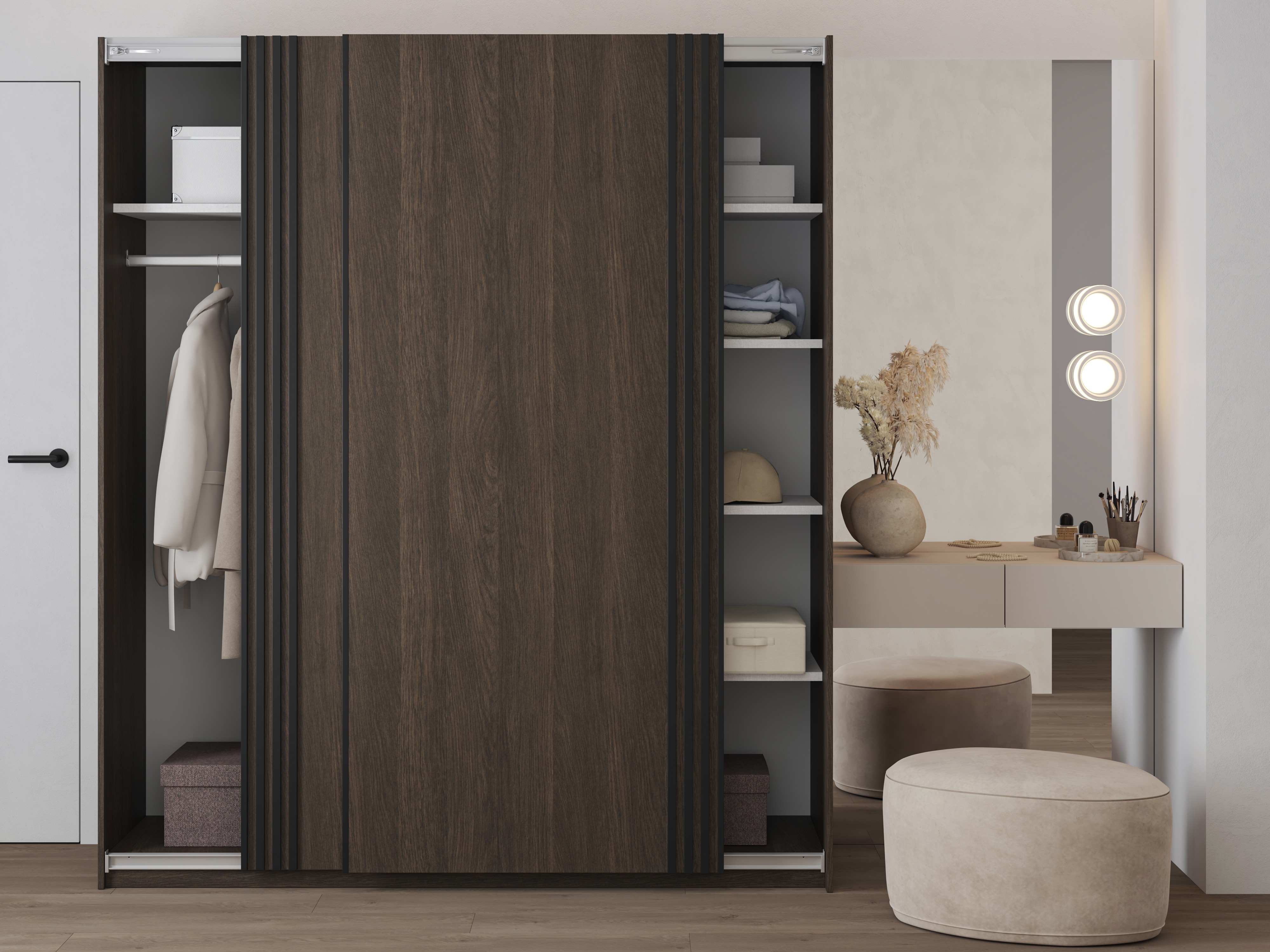 Skapis Austin 372 (Tumšs ozols + Melns)