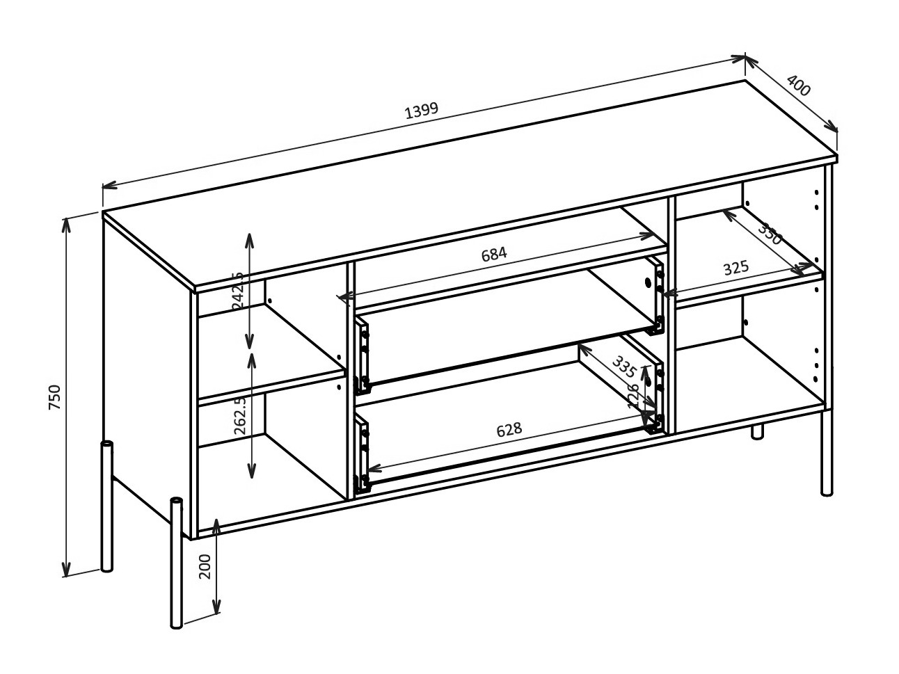 Kомод Levtenu 114 (Дуб + Кашемир)