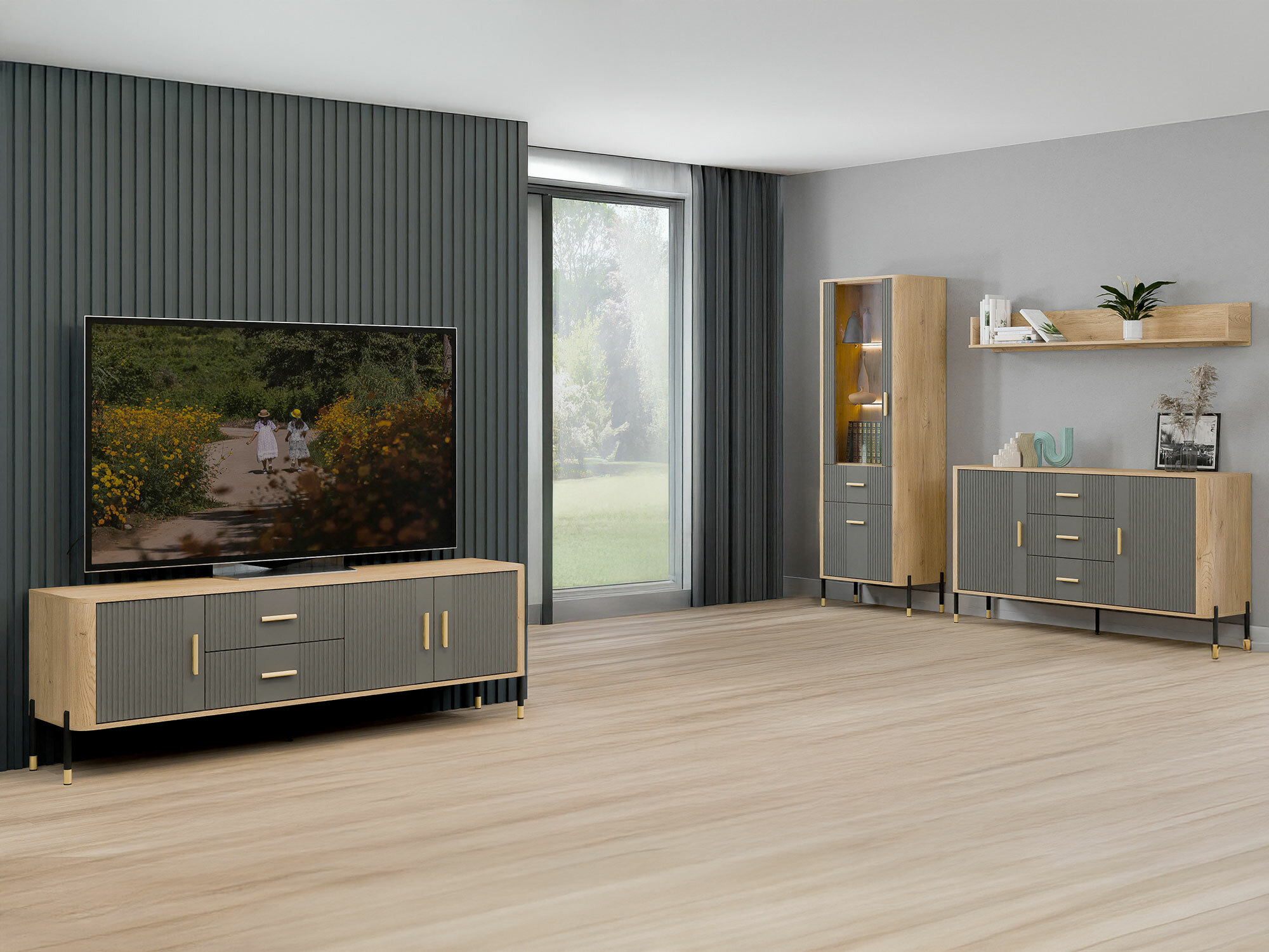 TV galds Flosora 105 (Pelēks)