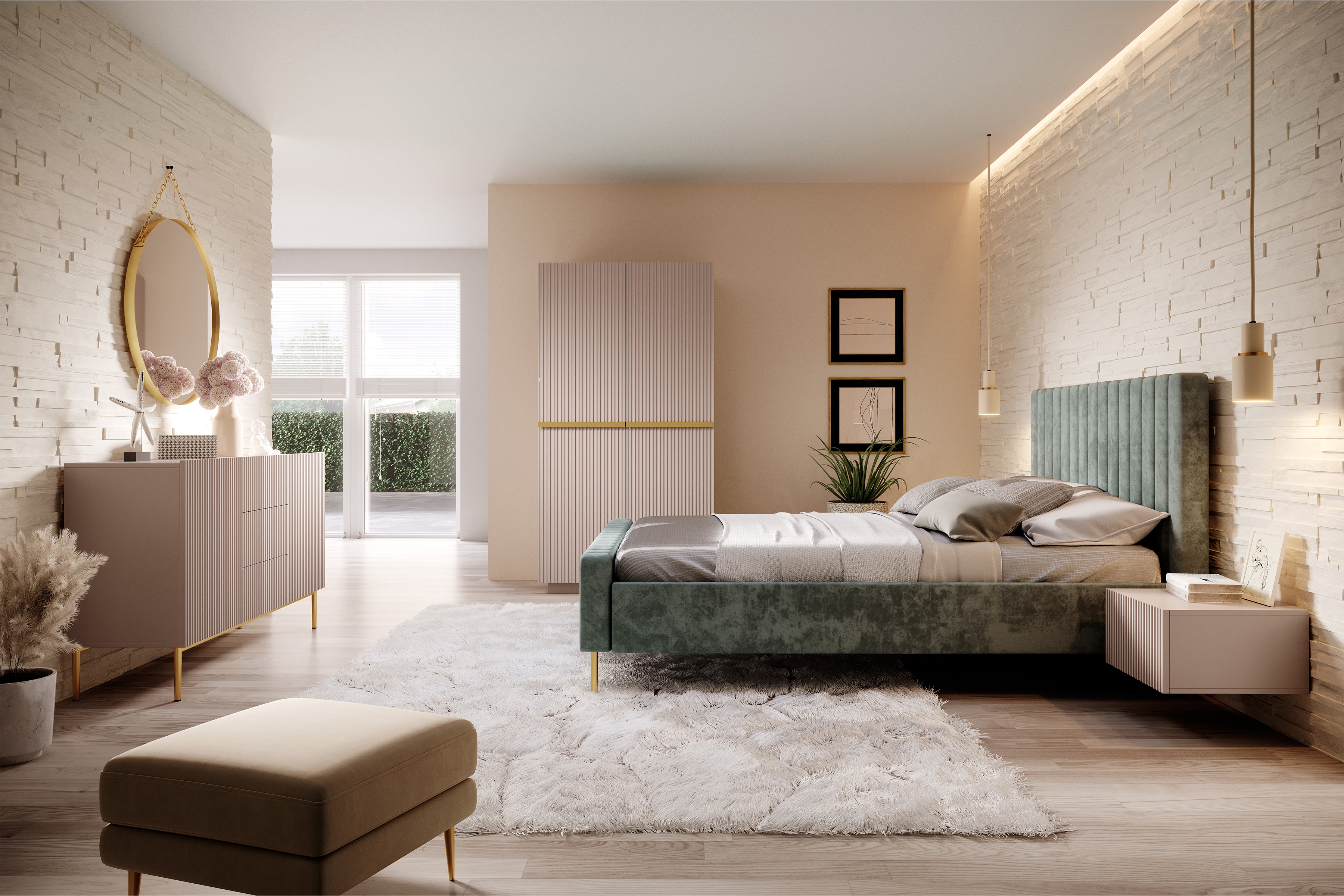 Skapis Melfelu 125 (Tumši rozā)