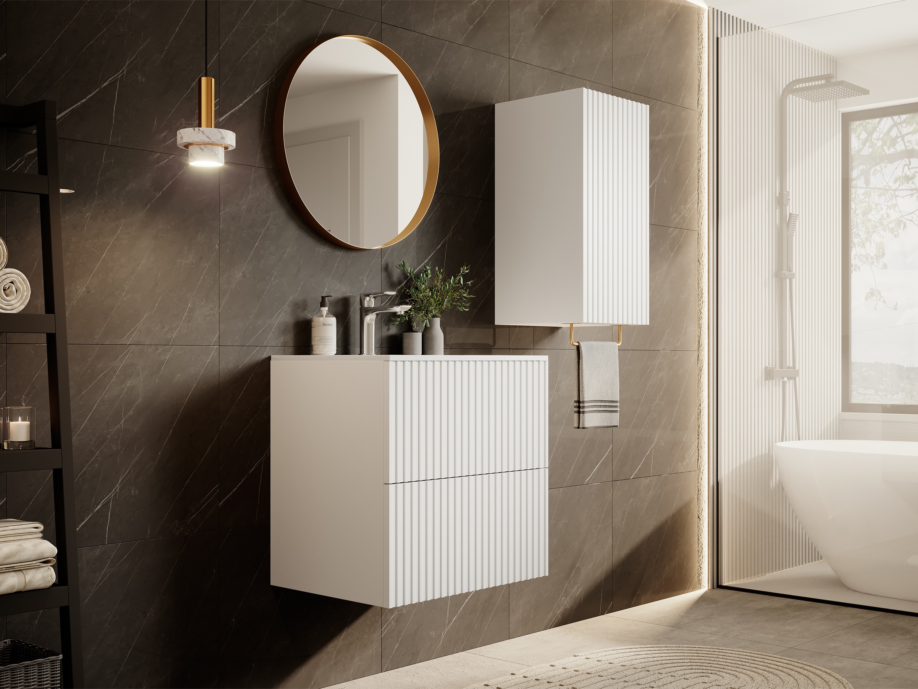 Piekarams vannas istabas skapītis Melfelu 128 (Balts)