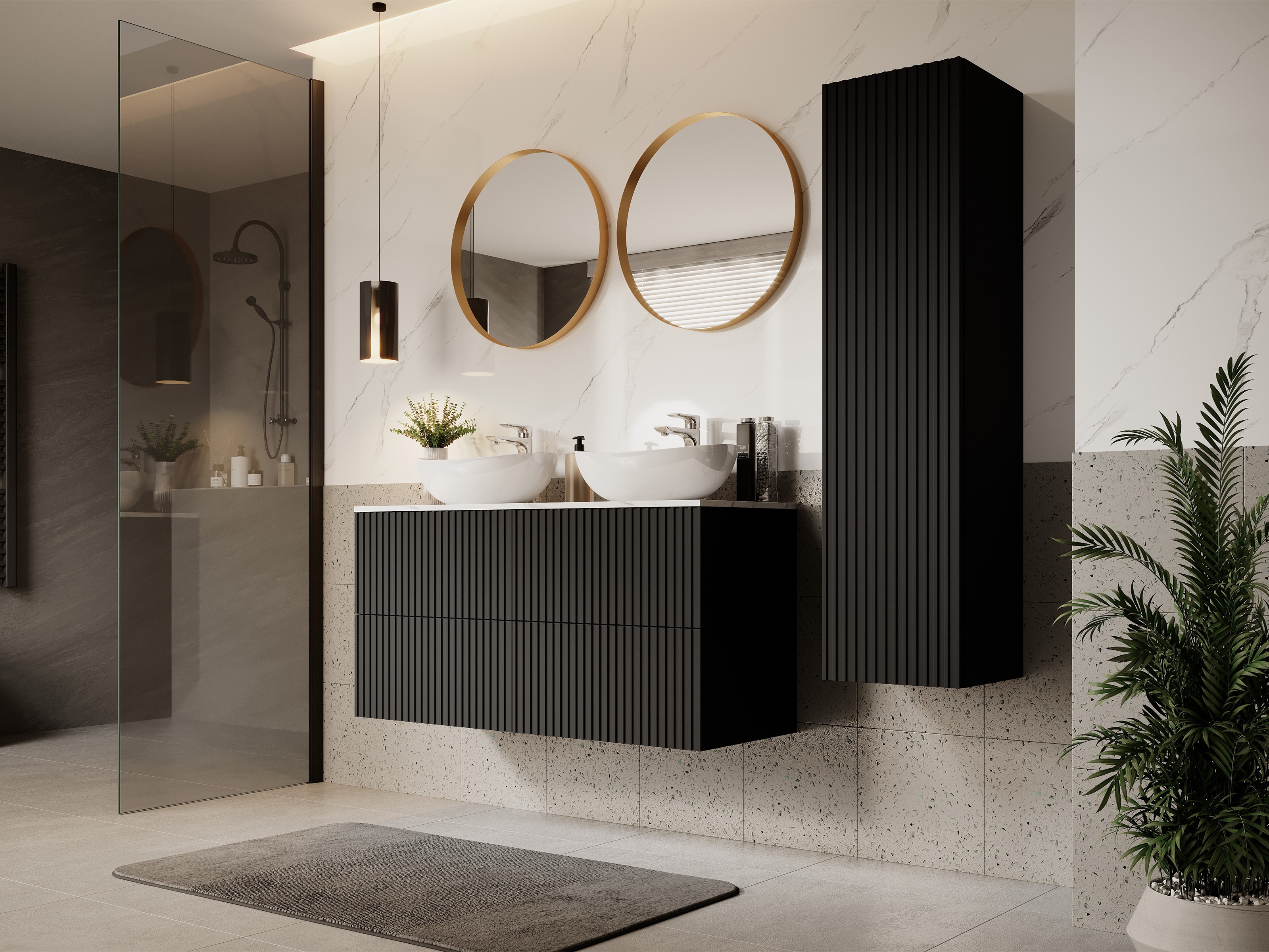 Piekarams vannas istabas skapītis Melfelu 129 (Melns)