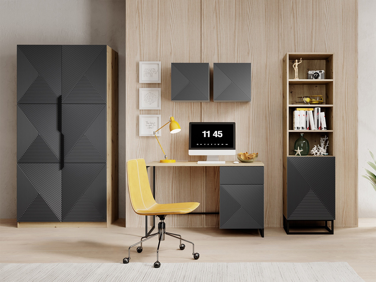 Rakstāmgalds Dortivi 112 (Artisan ozols + Matēts pelēks)