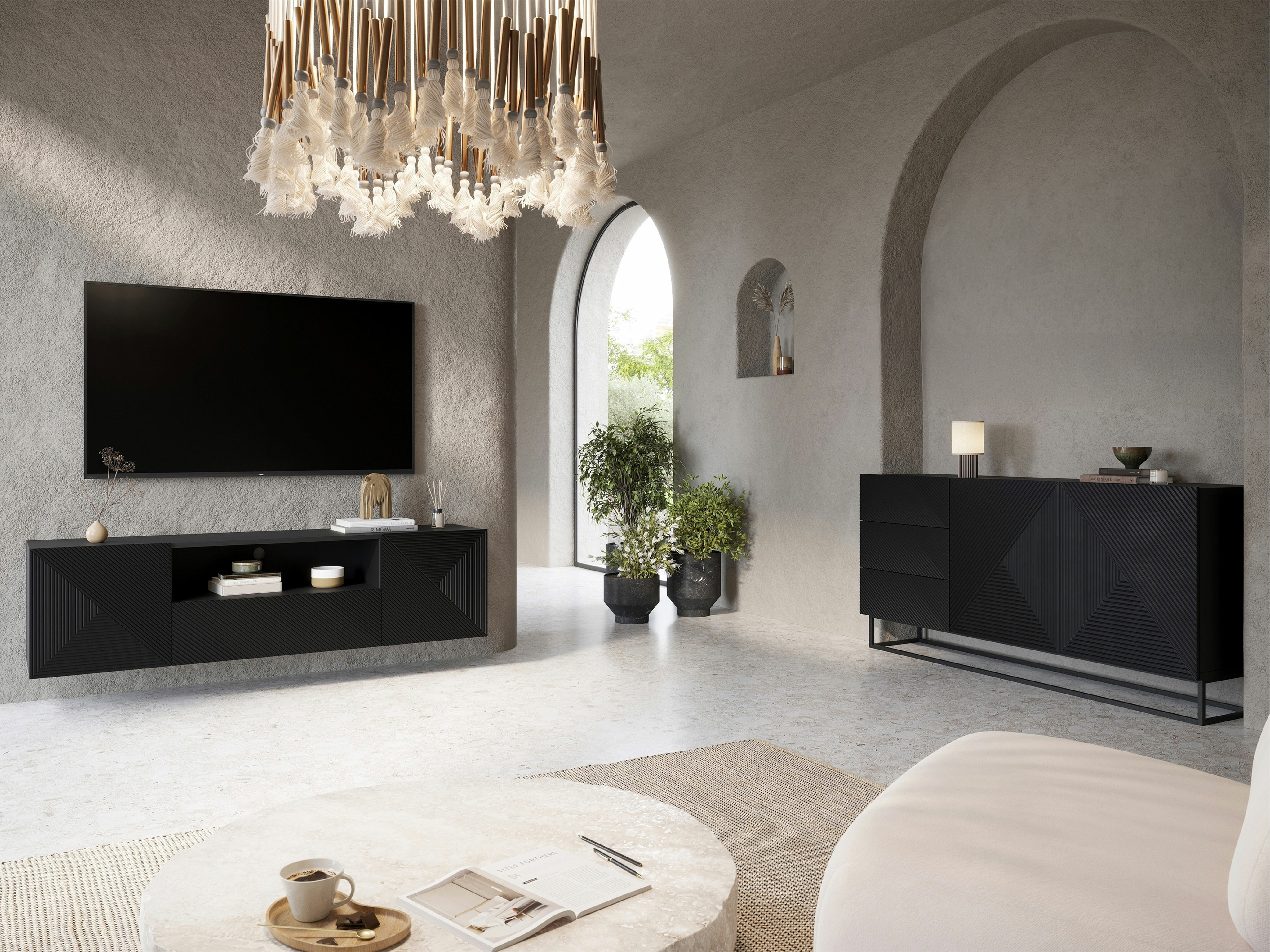 Viesistabas komplekts Dortivi 122 (Matēts melns)