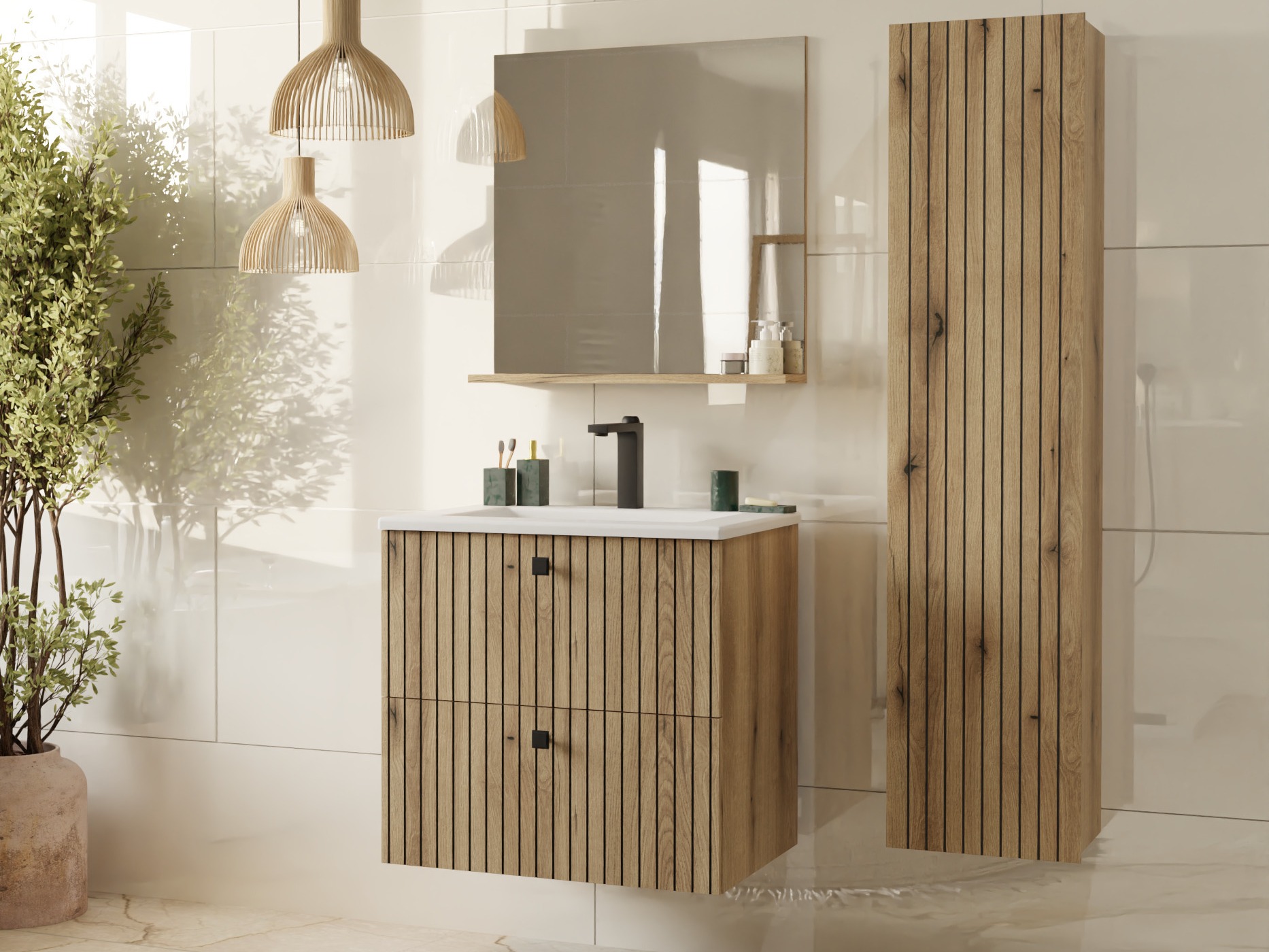 Подвесной шкаф для ванной комнаты под раковину Mandeville 314