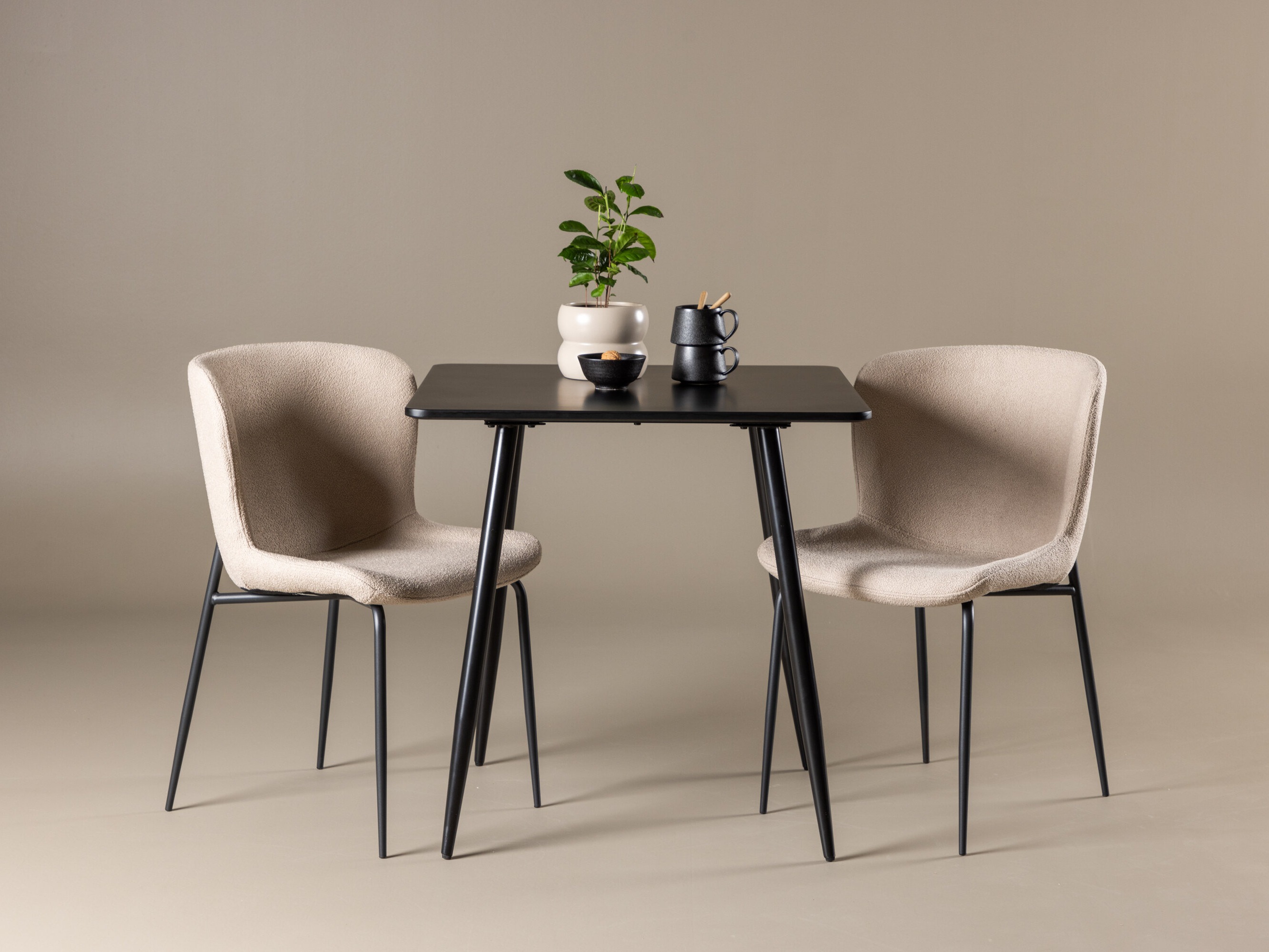 Ēdamistabas komplekts Dallas 4910 (Melns + Bēšs)