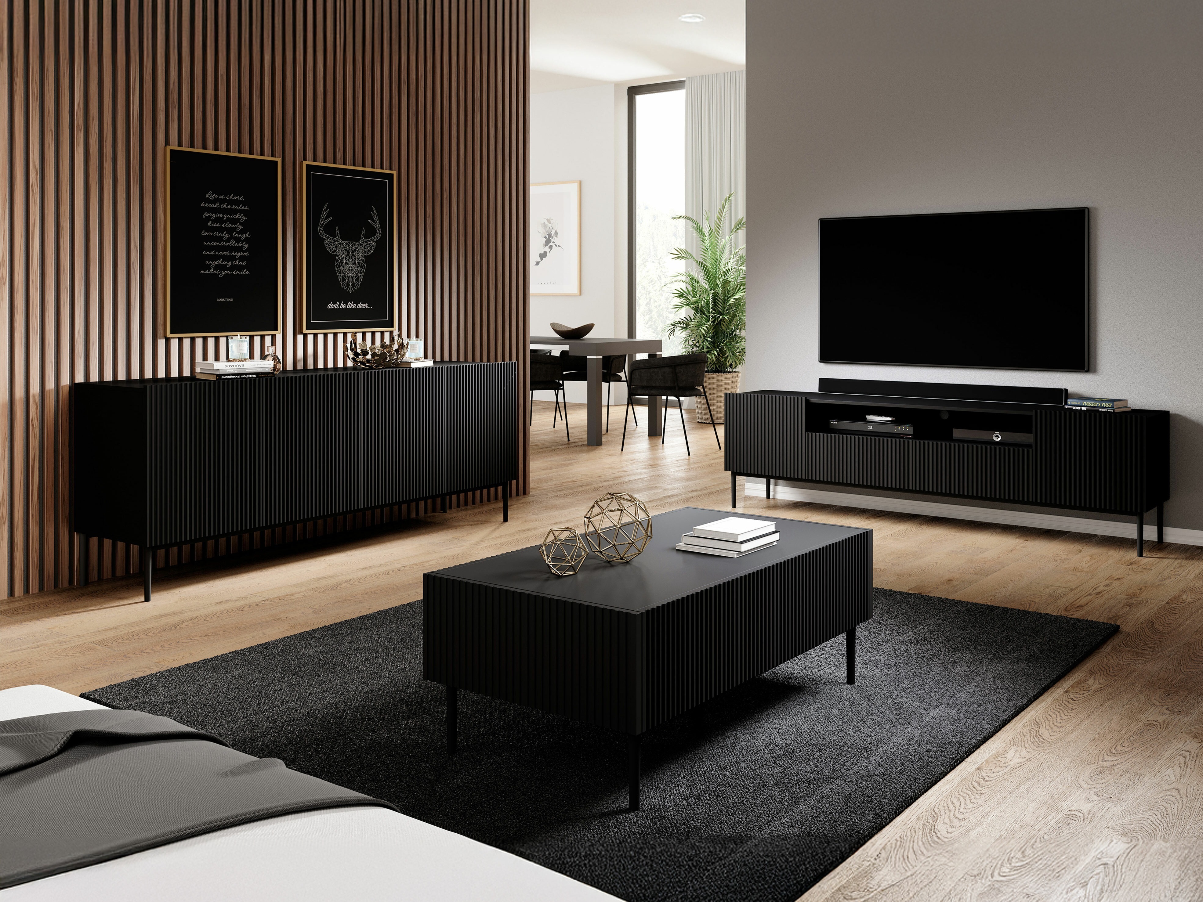 Viesistabas komplekts Melfelu 138 (Melns)