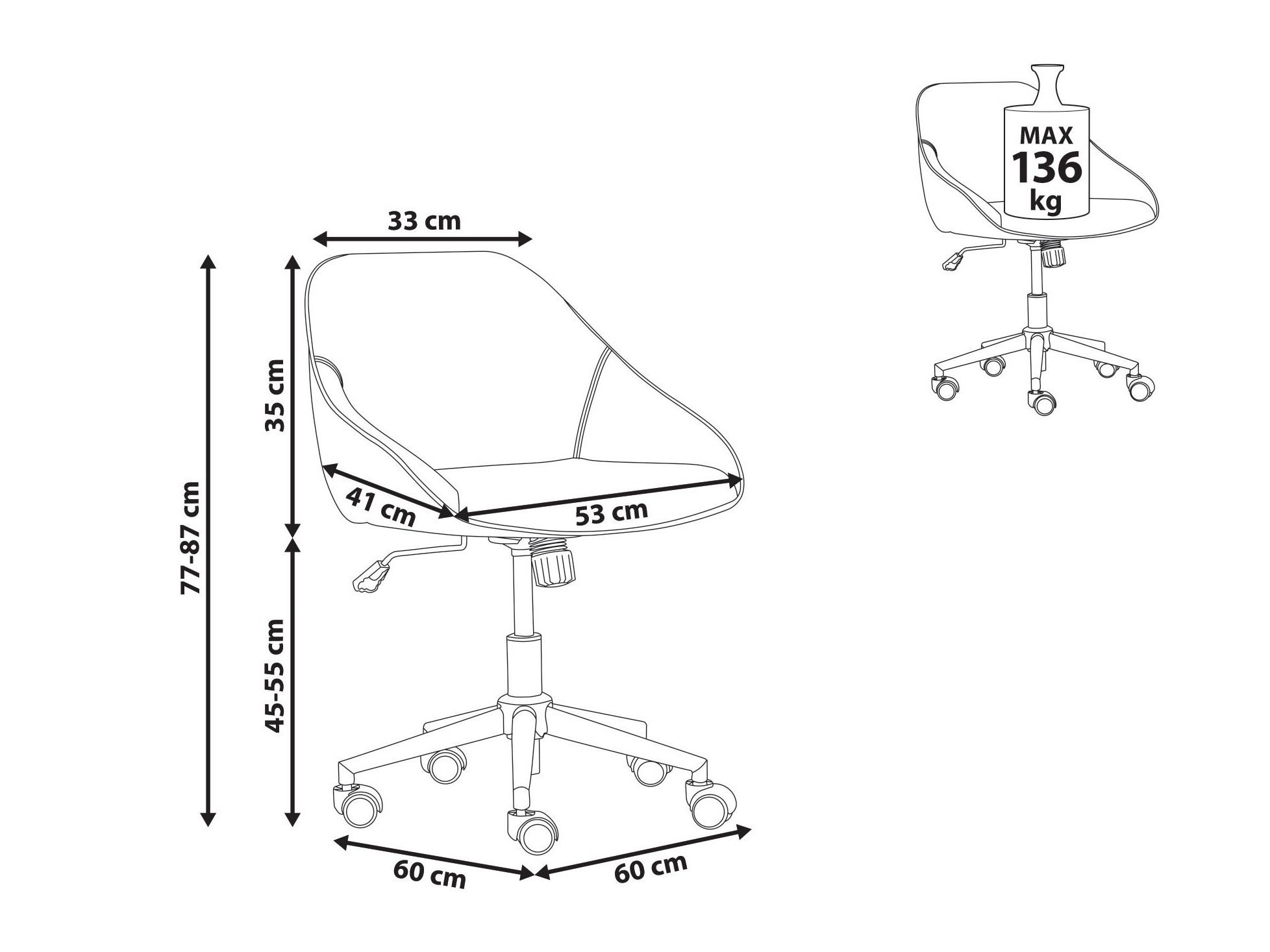 Biroja krēsls Berwyn 2770 (Melns + Brūns)