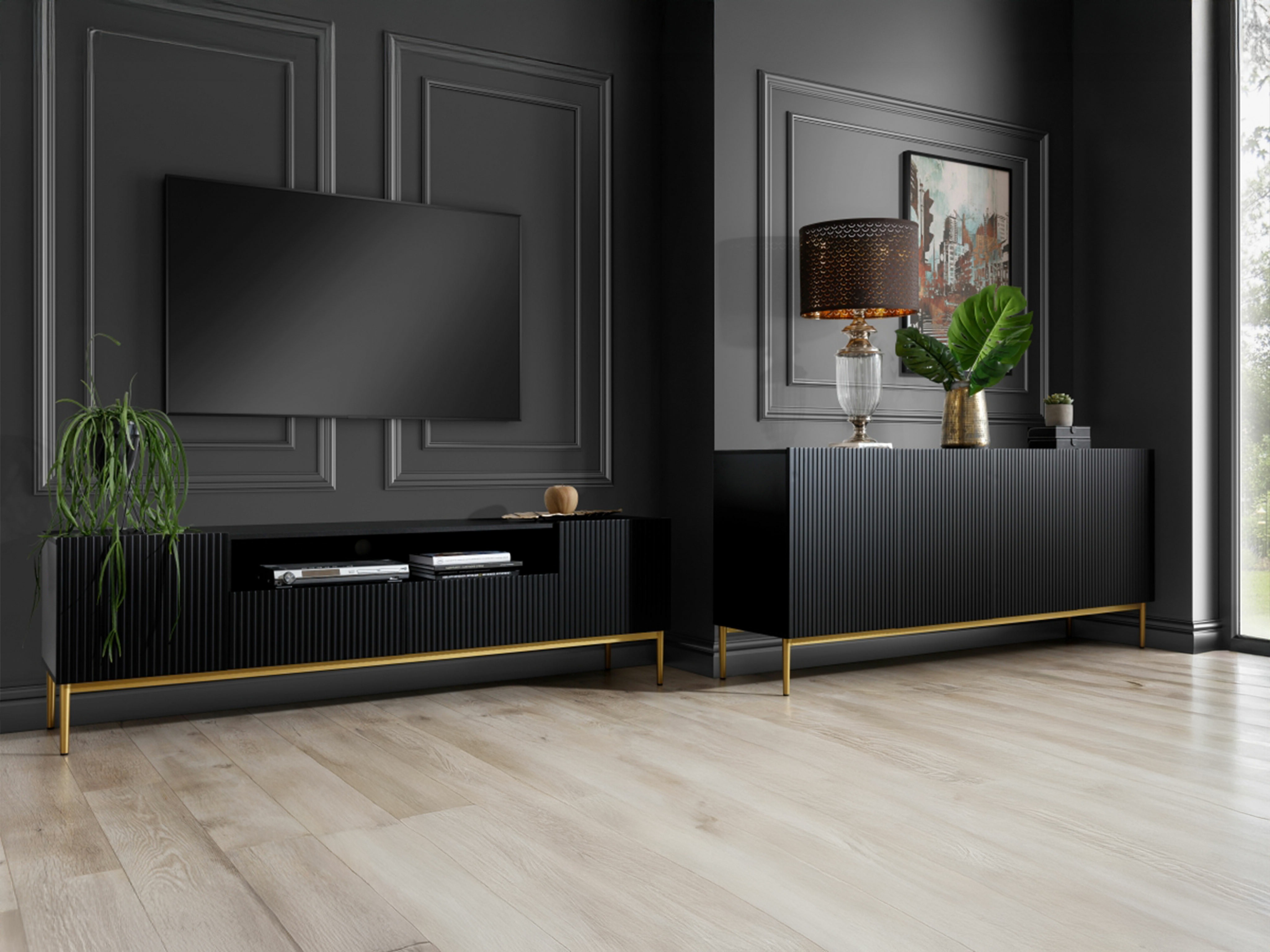 Viesistabas komplekts Melfelu 140 (Melns)