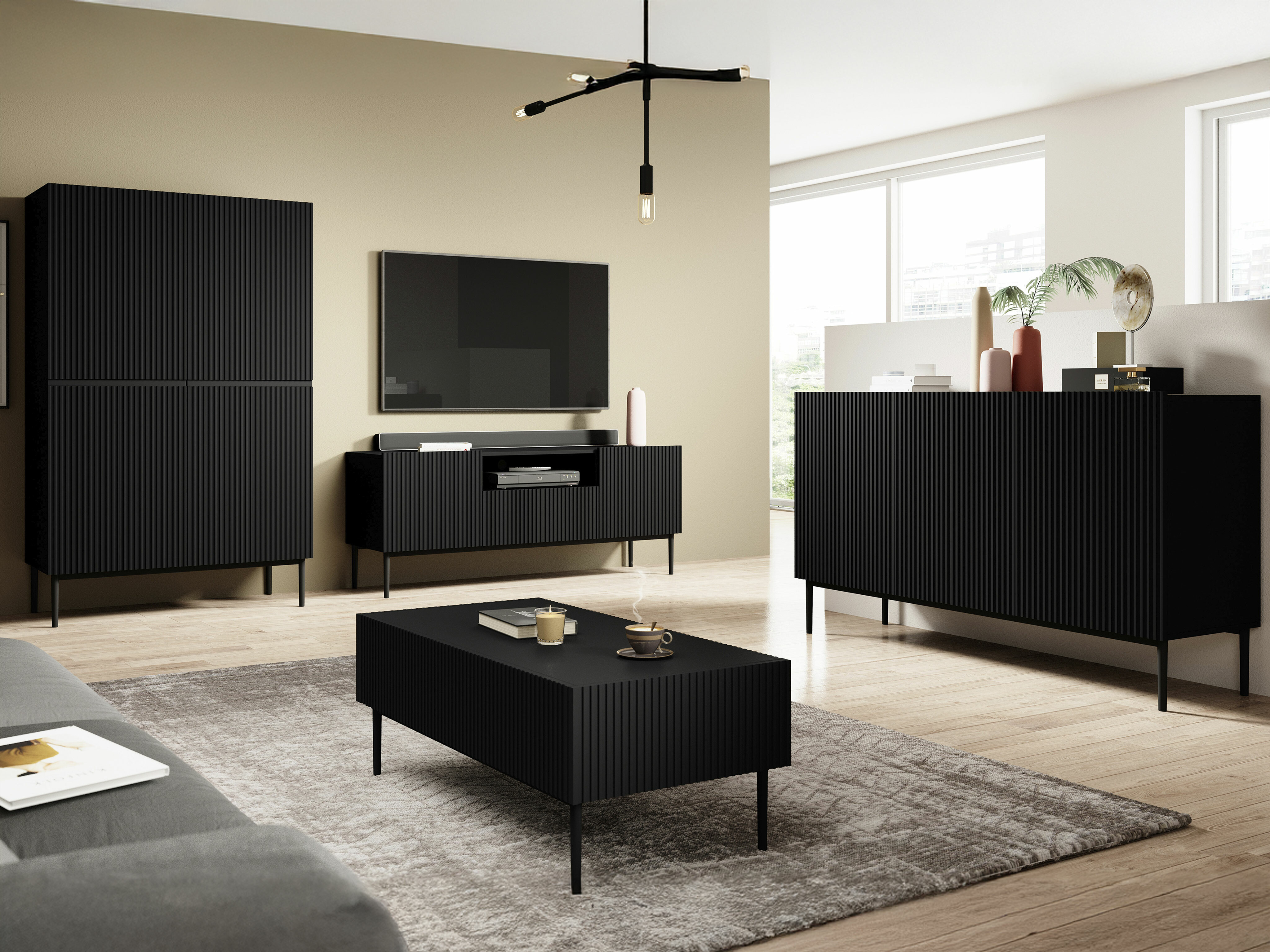 Viesistabas komplekts Melfelu 141 (Melns)