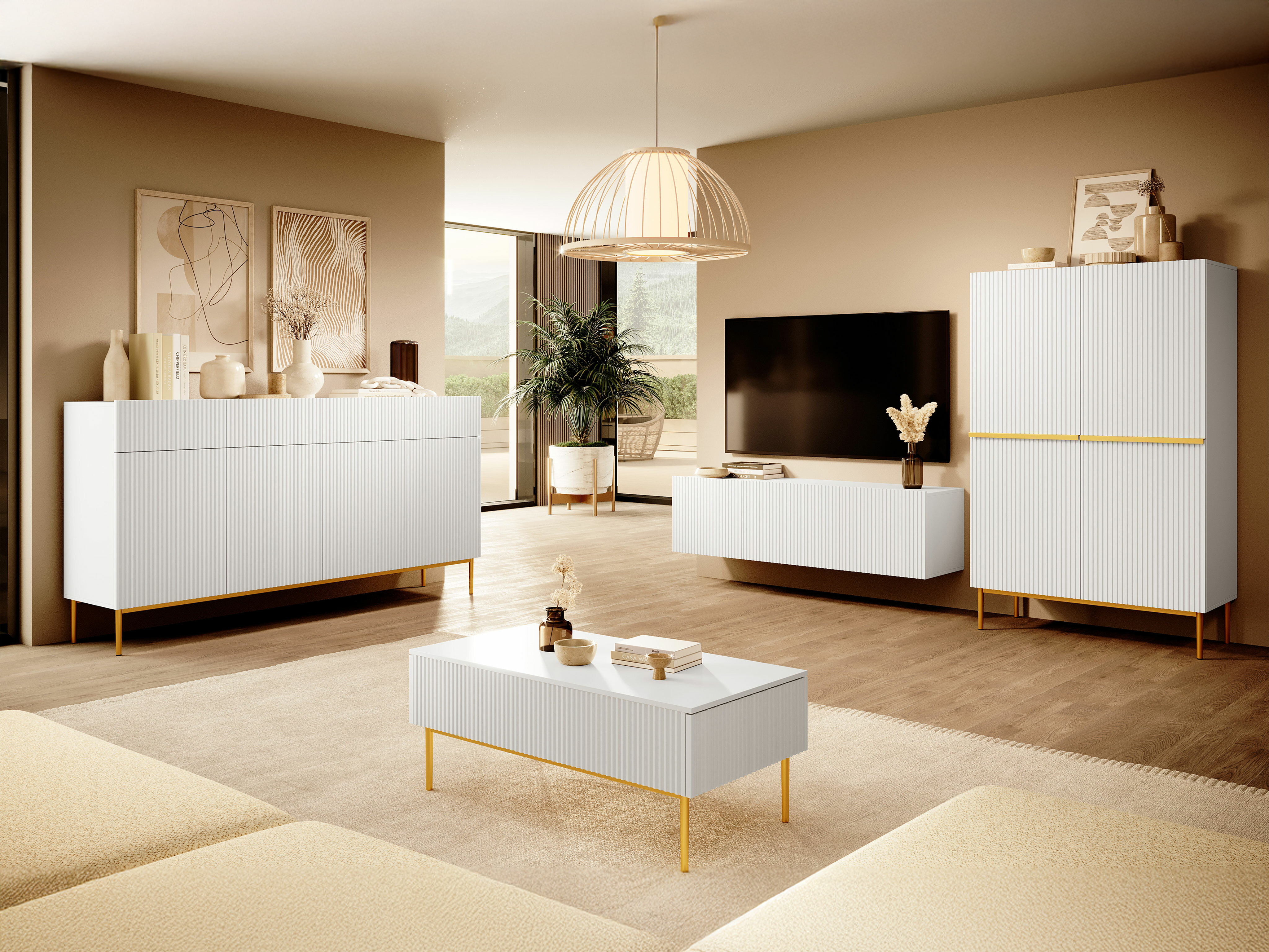 Viesistabas komplekts Melfelu 143 (Balts)