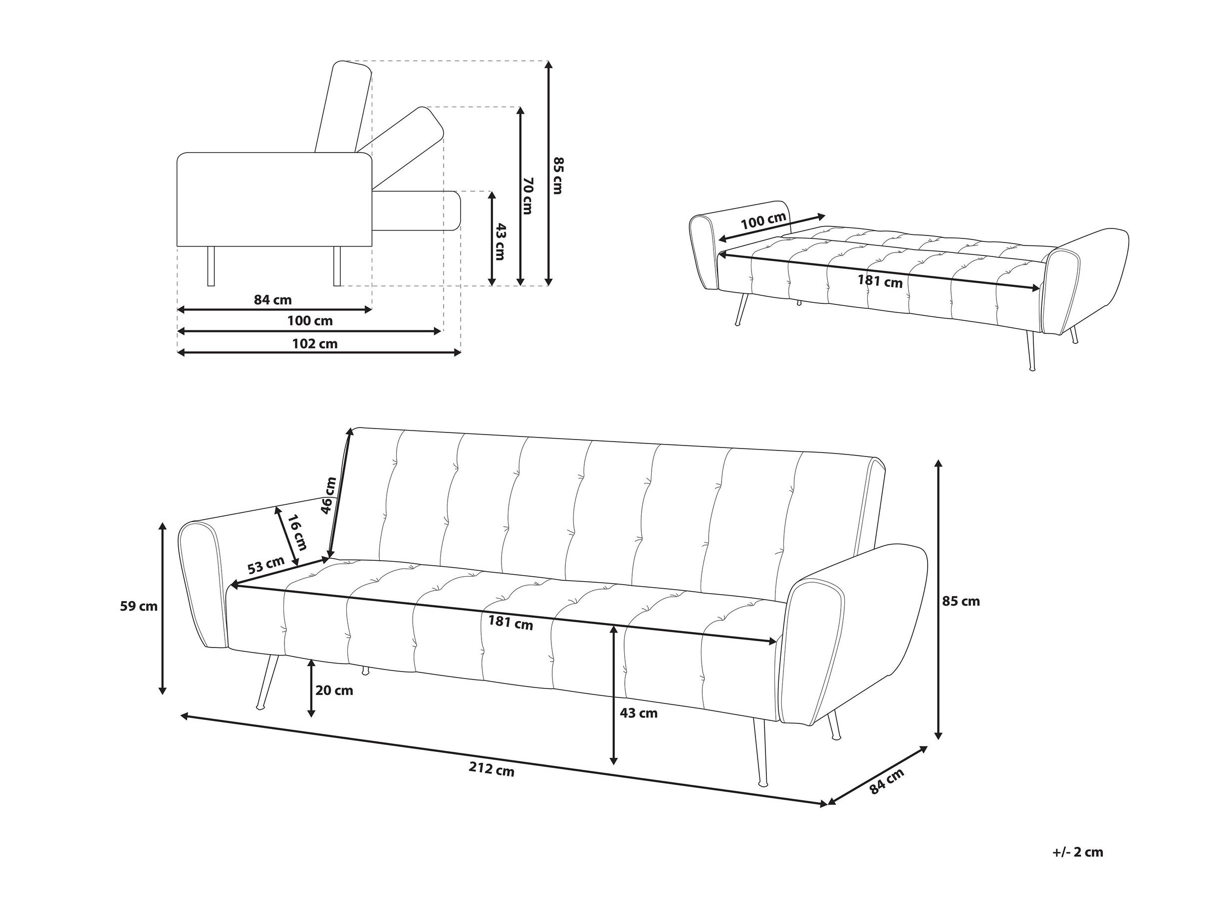 Диван-кровать Berwyn 1560 (Светло-бежевый)