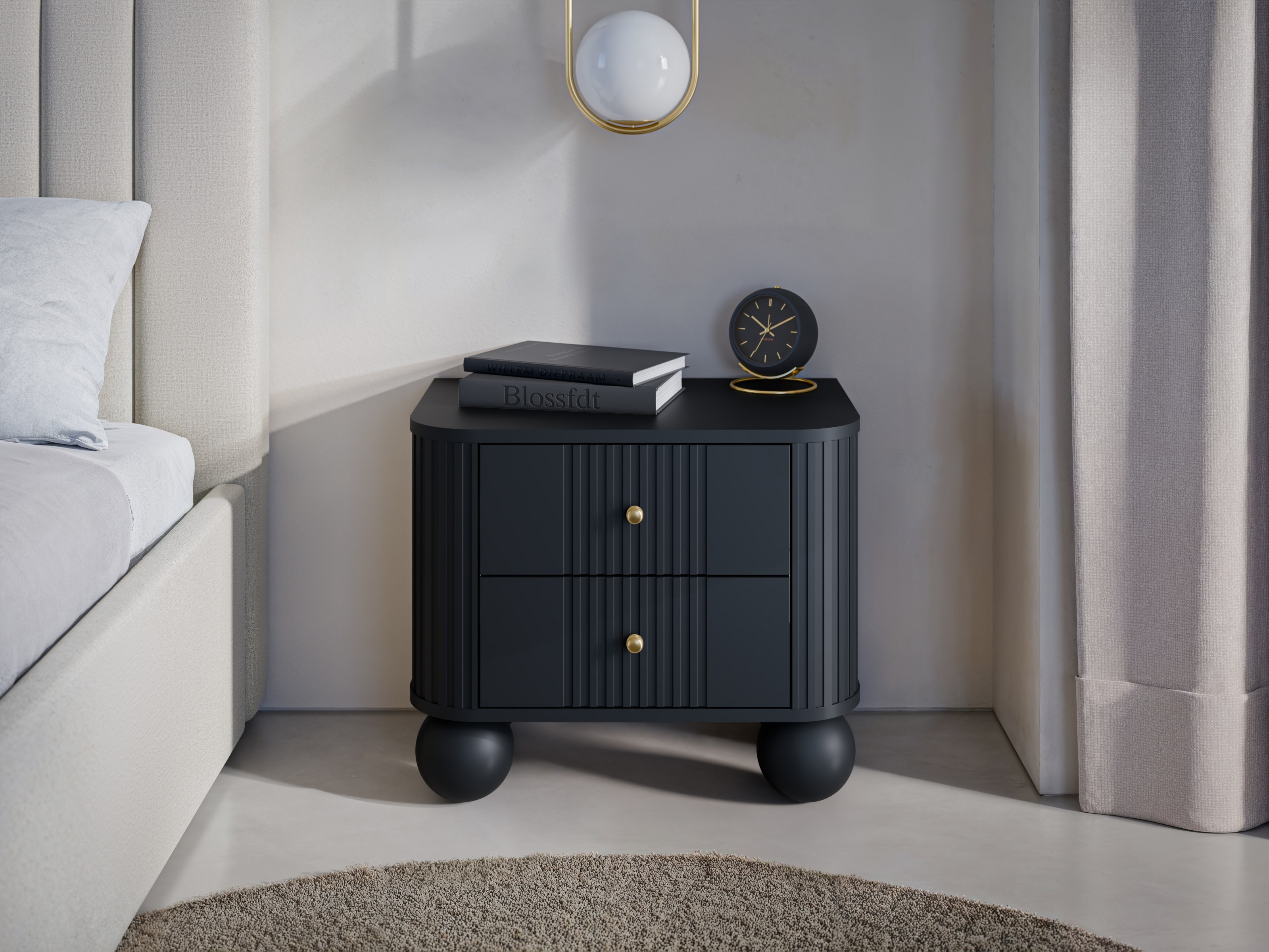 Naktsgaldiņu komplekts Fioveso 104 (Melns)