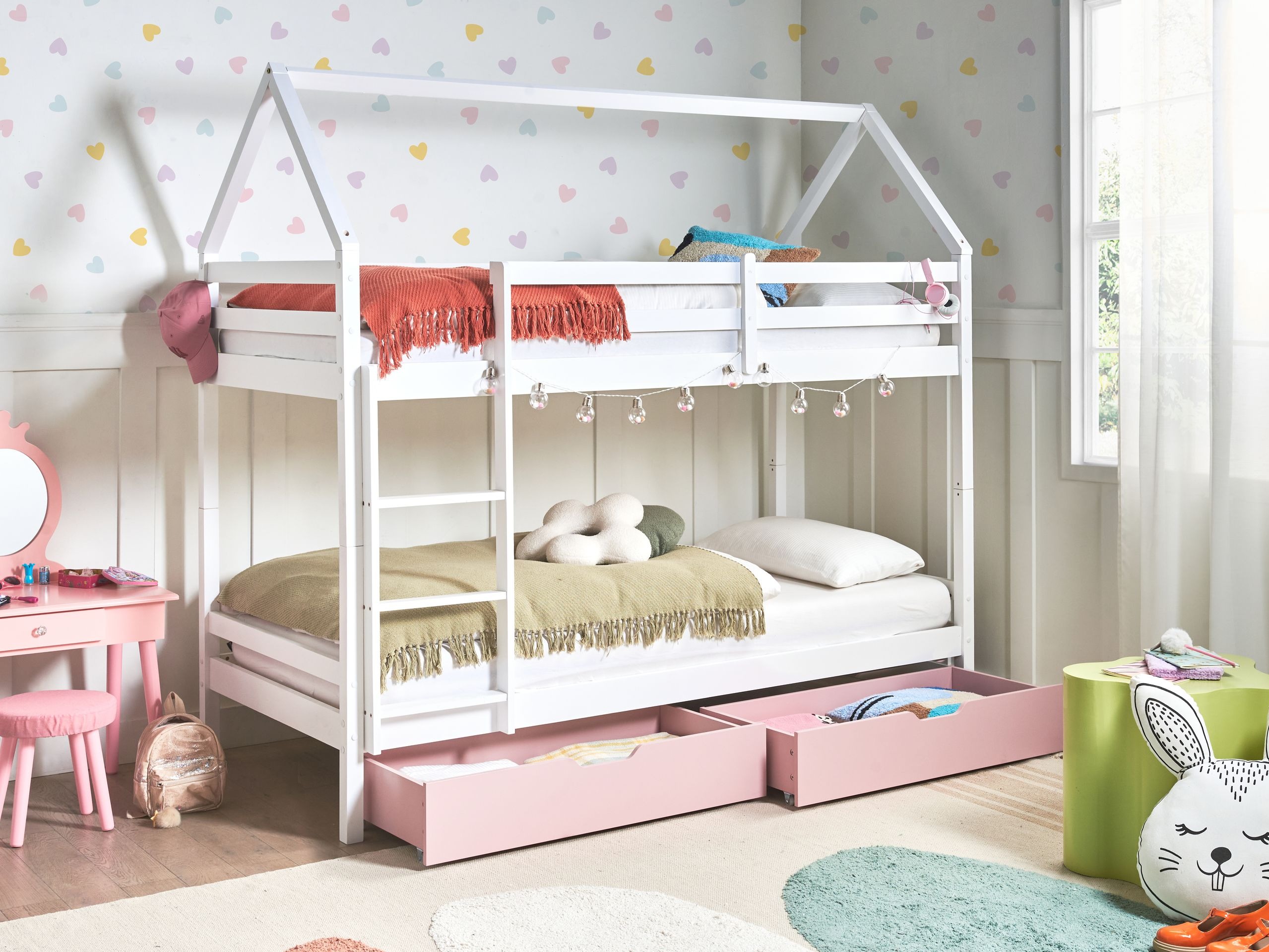 Divstāvu gulta Berwyn 2794 (Balts + Tumši rozā)