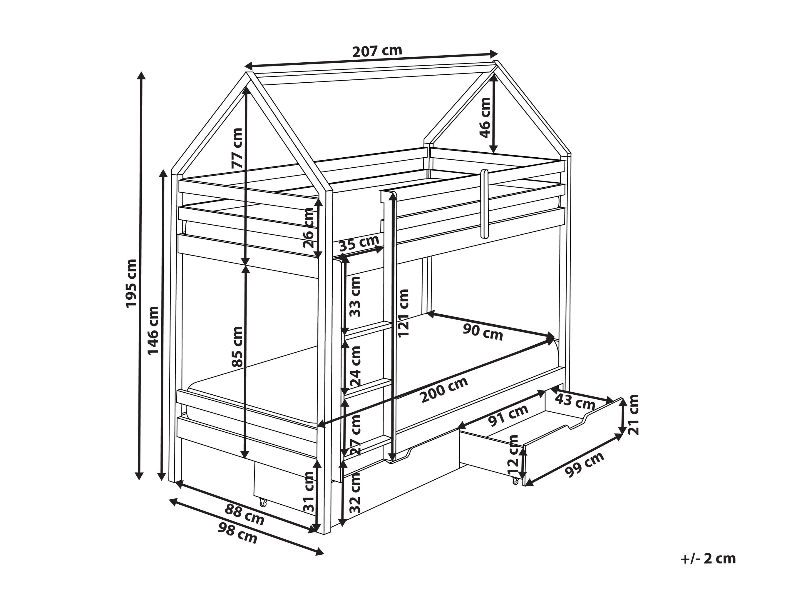 Divstāvu gulta Berwyn 2794 (Balts + Tumši rozā)