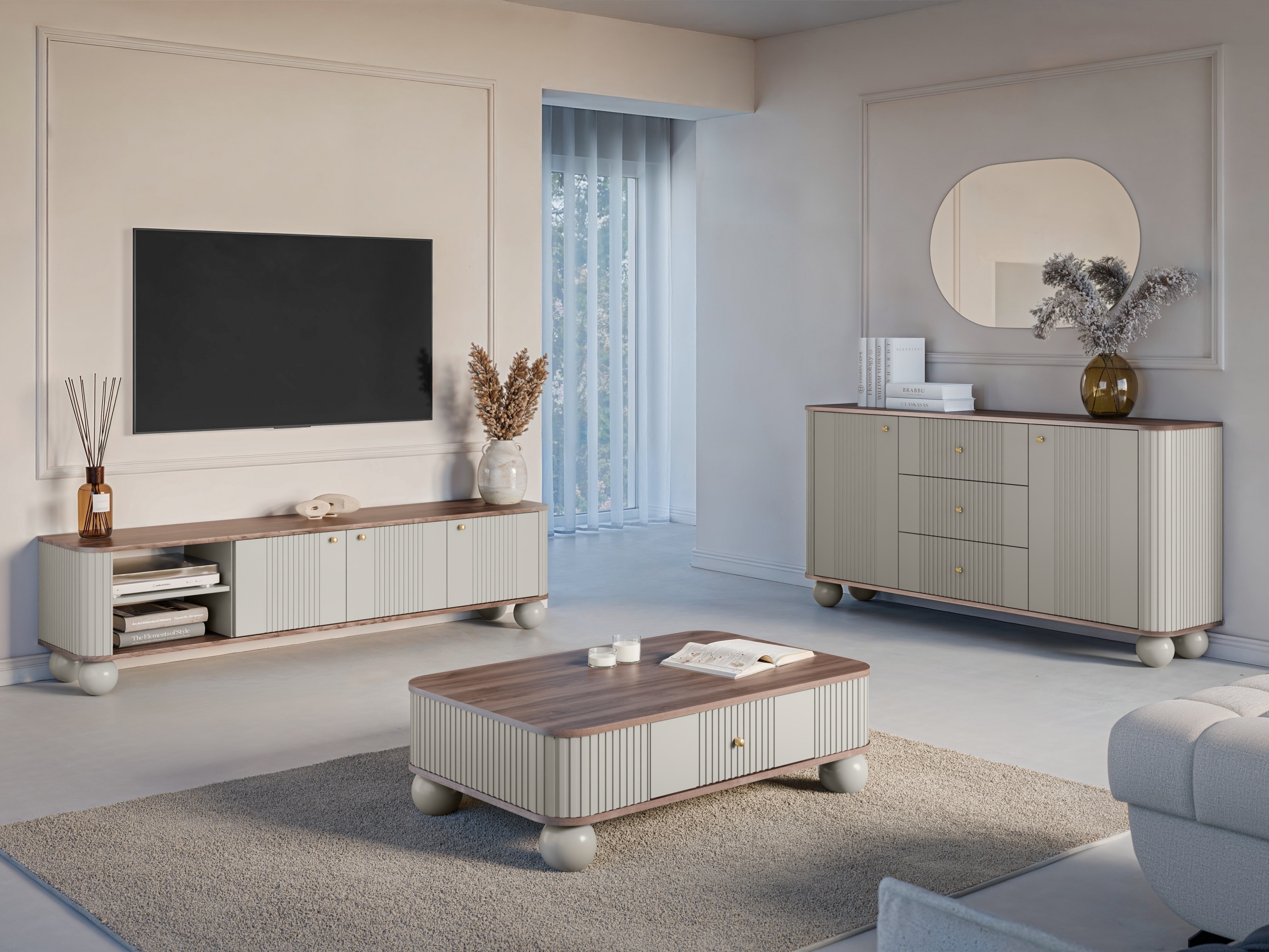 Viesistabas komplekts Fioveso 107 (Kašmirs + Rieksts)